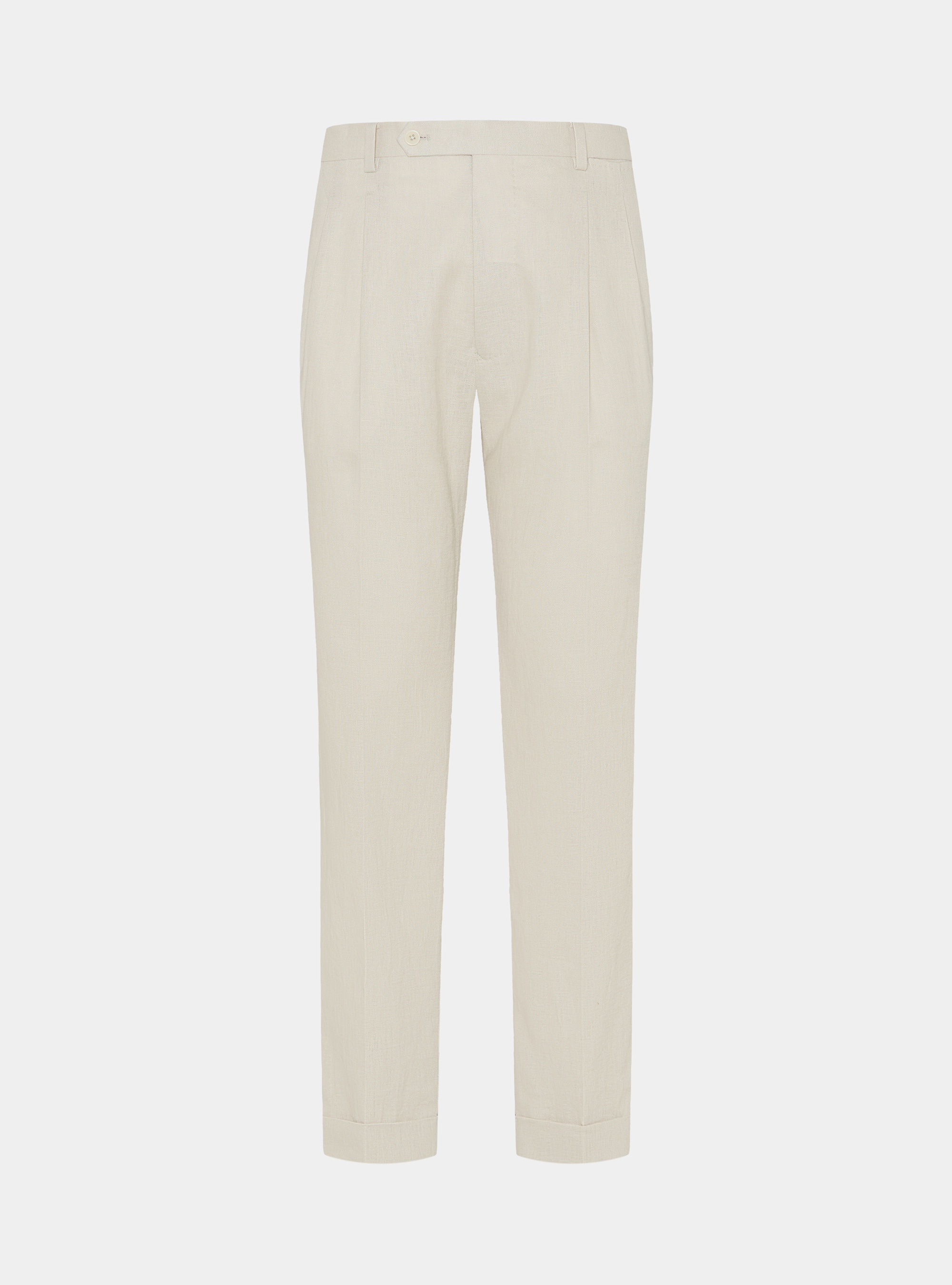 Pure linen double pleat trousers, ECRU