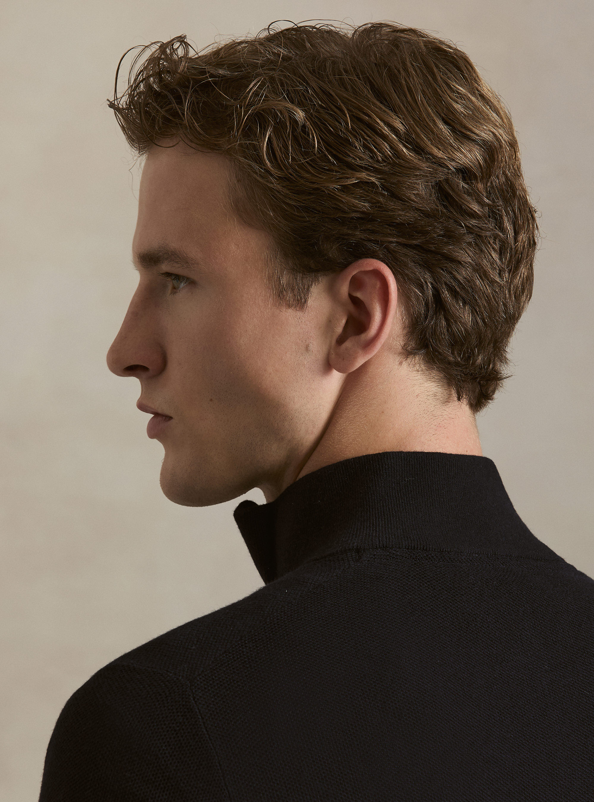 Half-Zip-Pullover aus Baumwolle und Kaschmir mit Wabenstruktur, NAVY 0218C