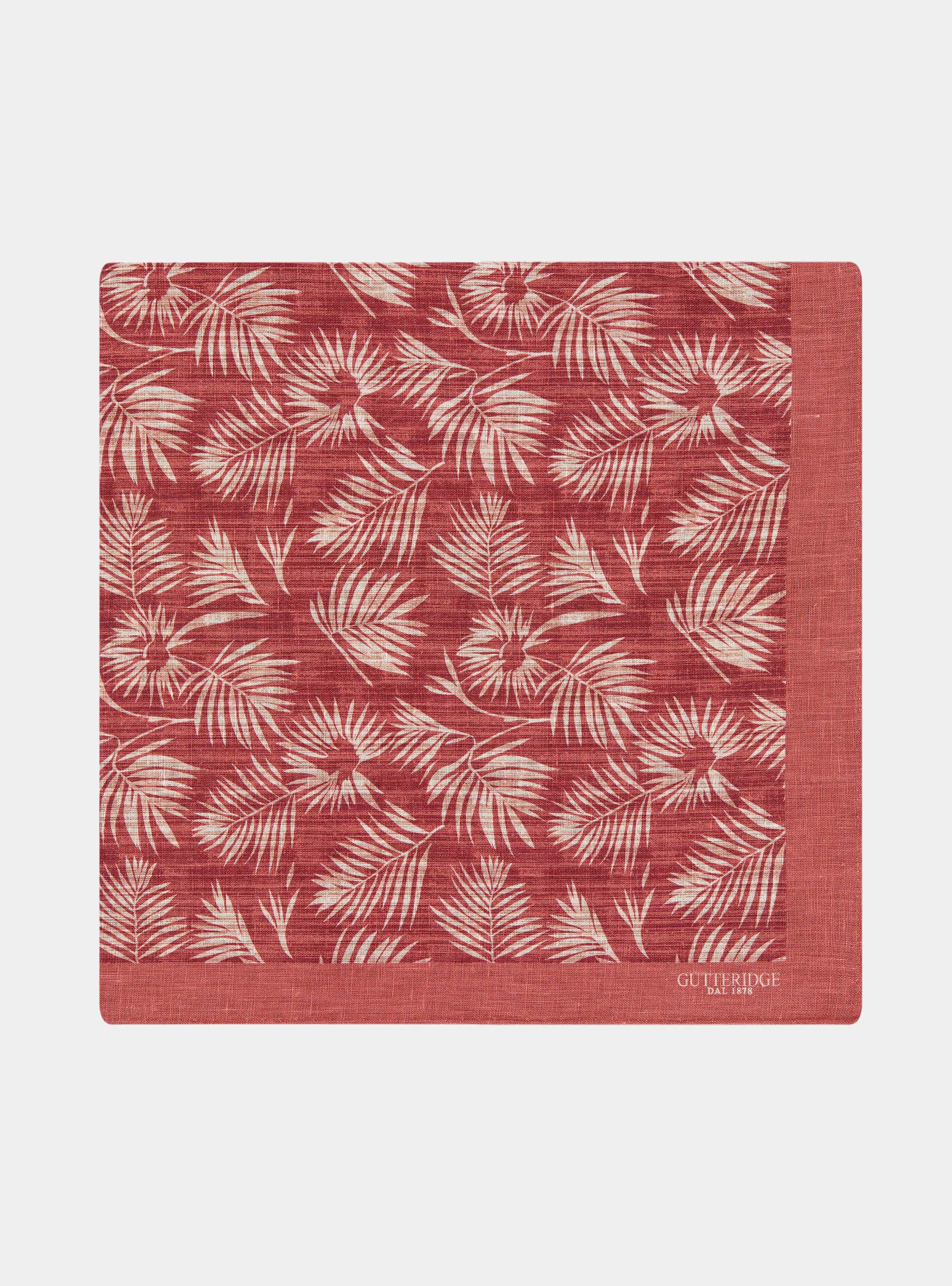 Fular de lino con estampado de hojas, ARCILLA