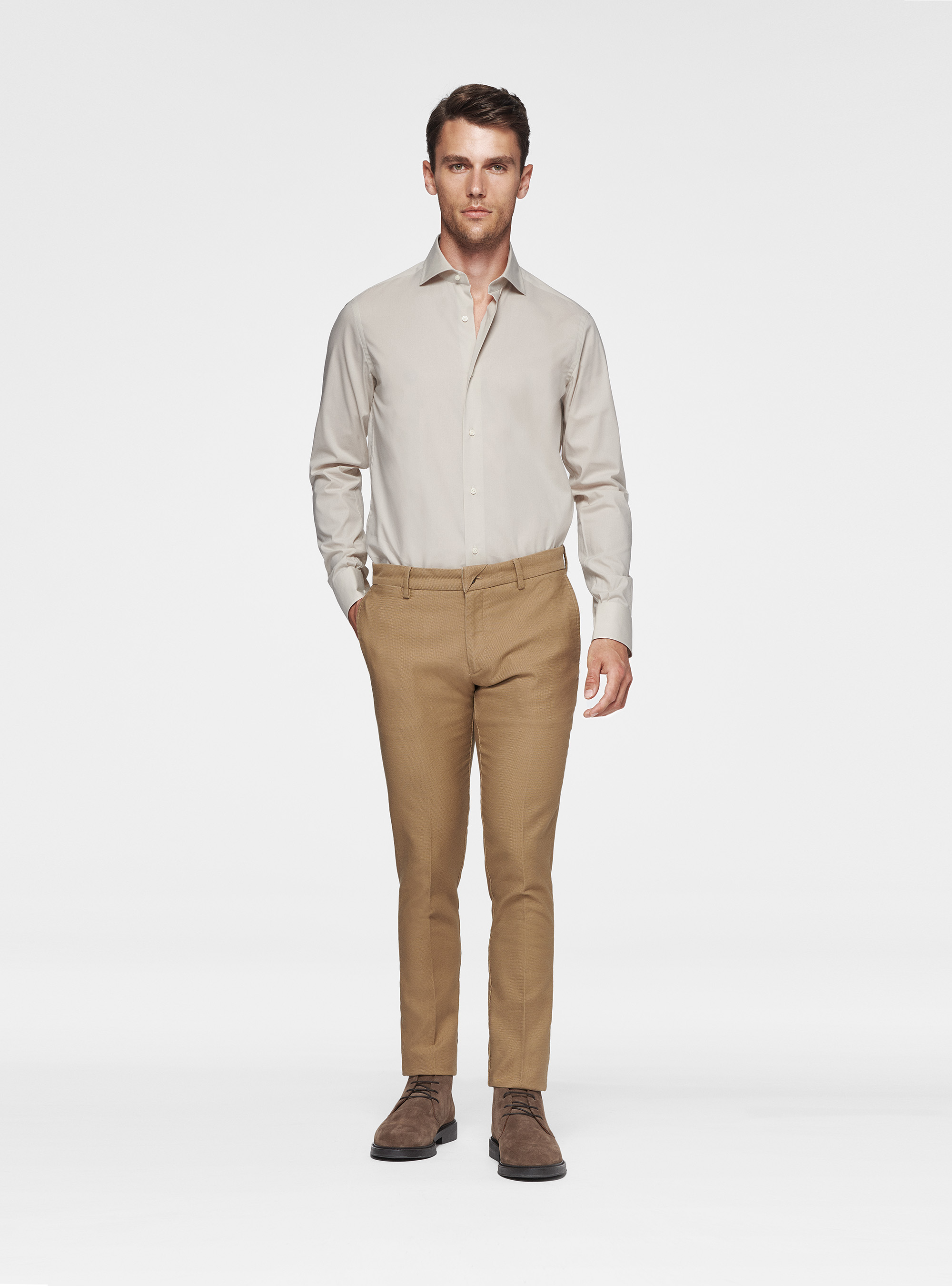 Stretch poplin shirt, ECRU