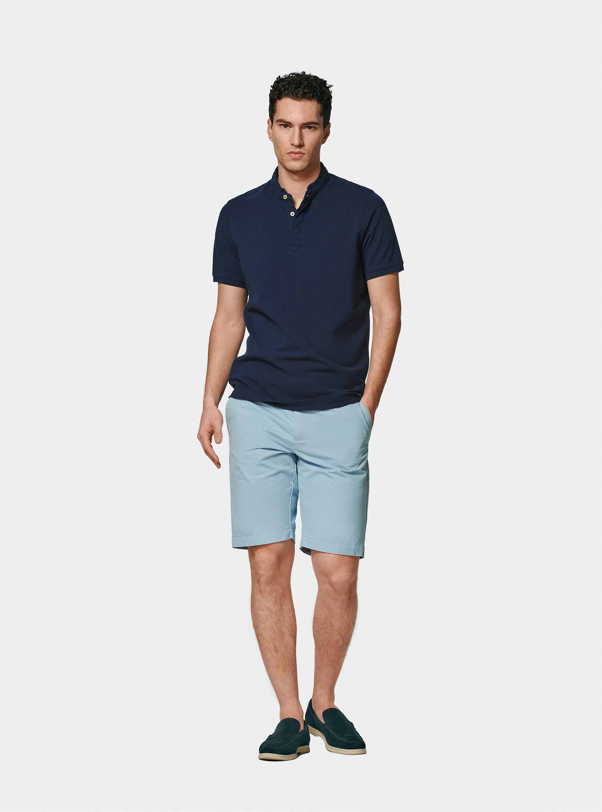 Polo coreana in piquet, BLU