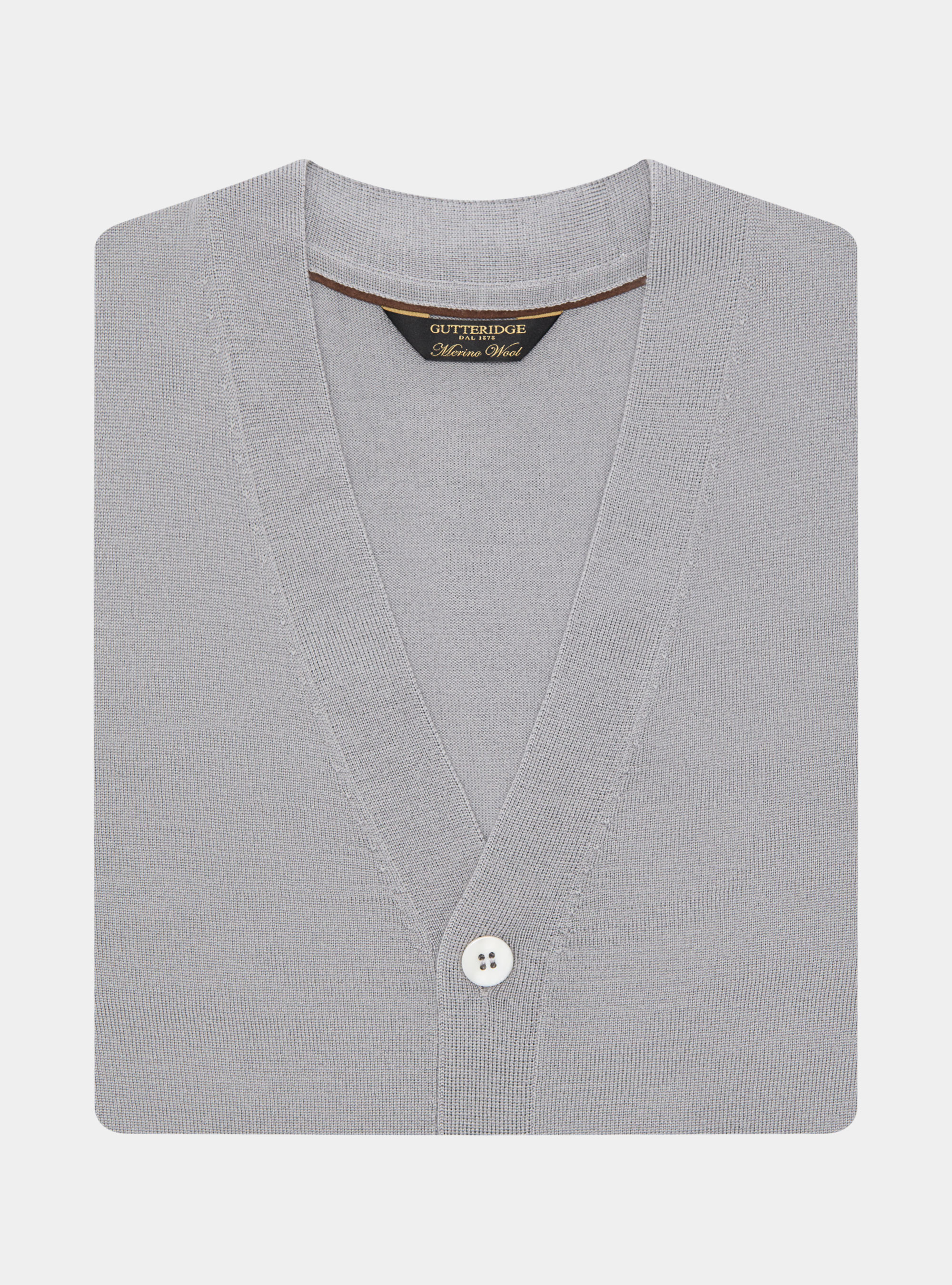Cardigan in maglia con bottoni in lana merino extrafine, GRIGIO CHIARO
