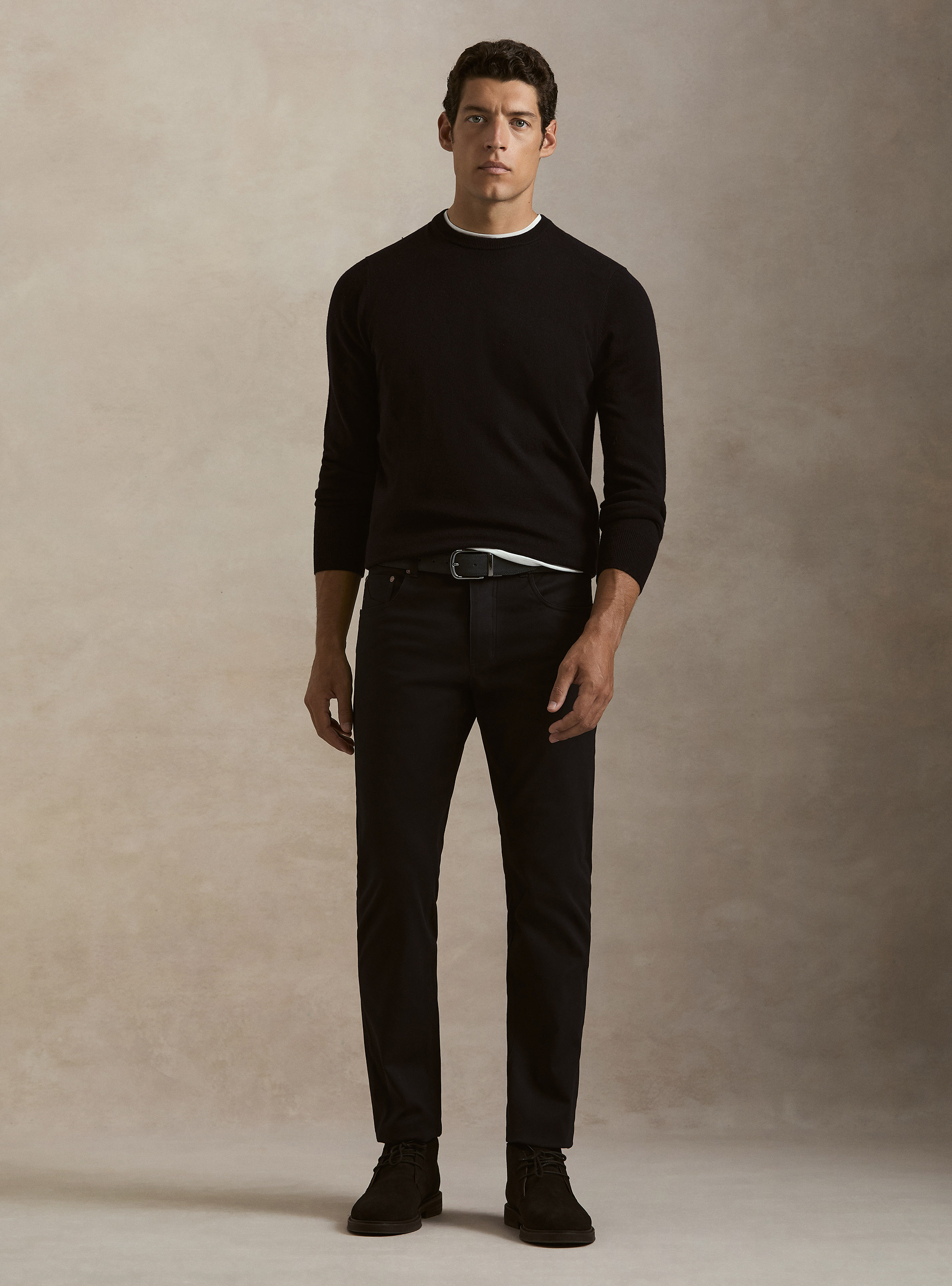 Wool and cashmere blend crewneck sweater, NAVY BLUE