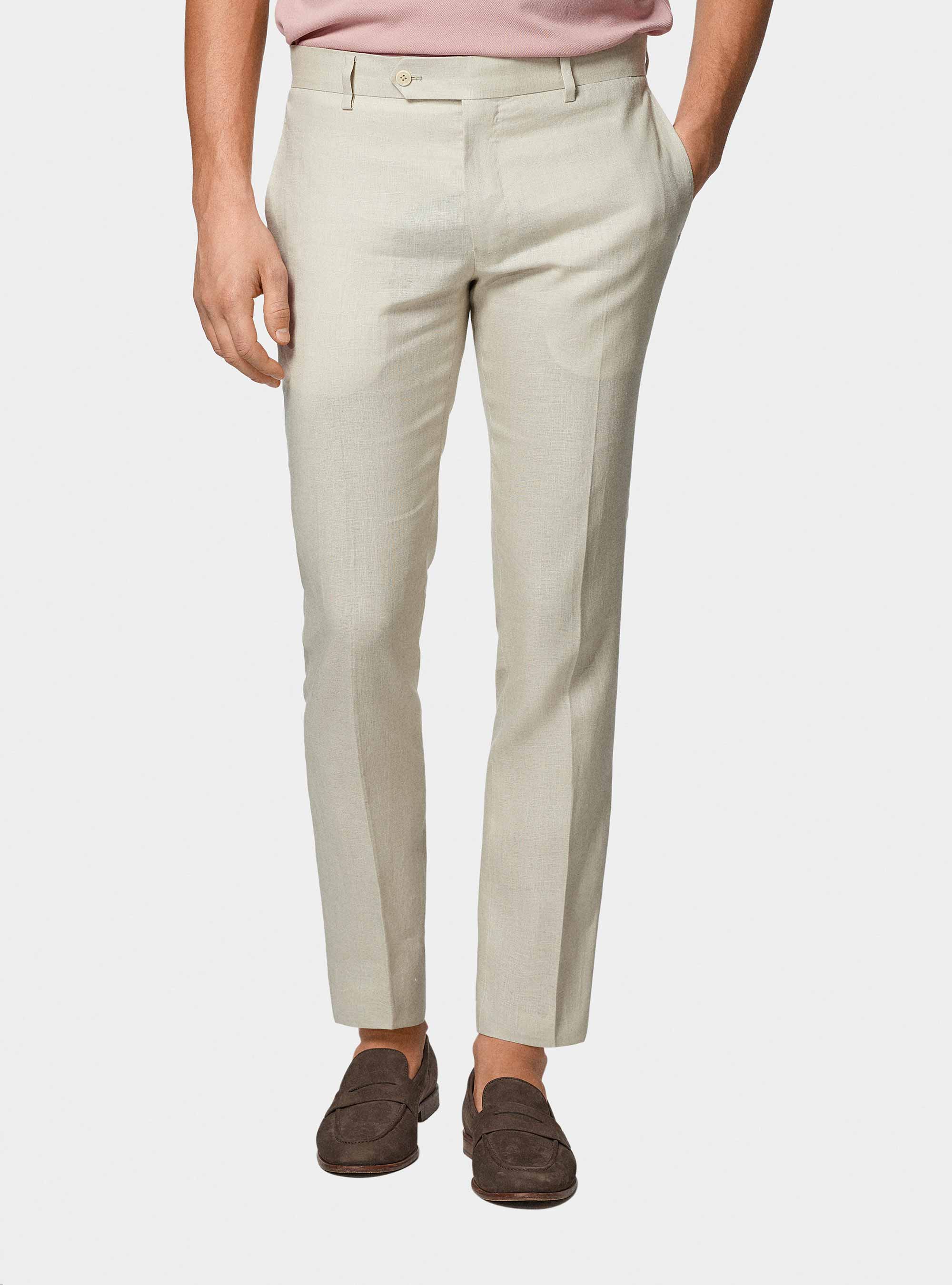 Pure linen suit trousers, ECRU