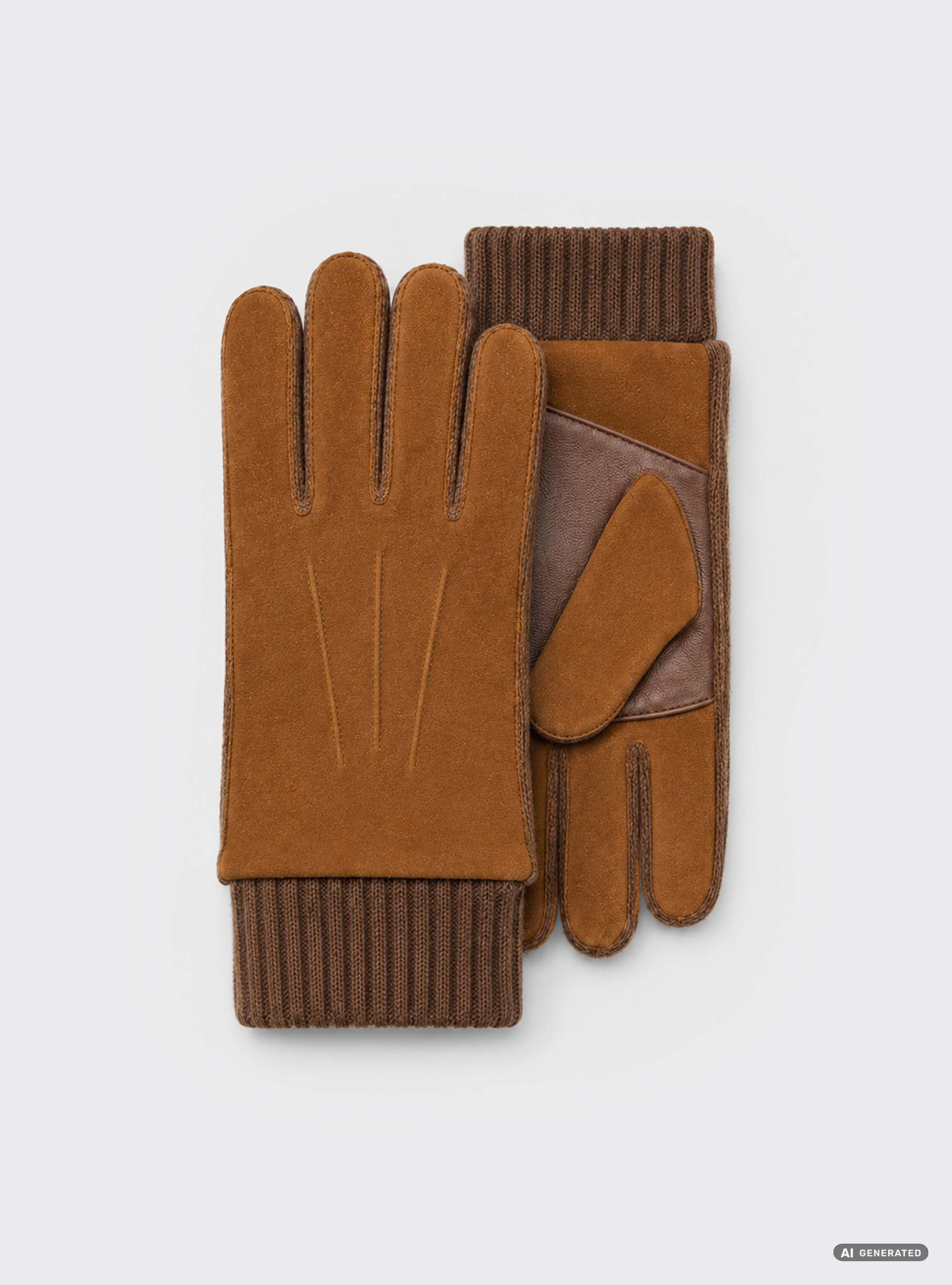 Suede and wool blend gloves, MULTICOLOR