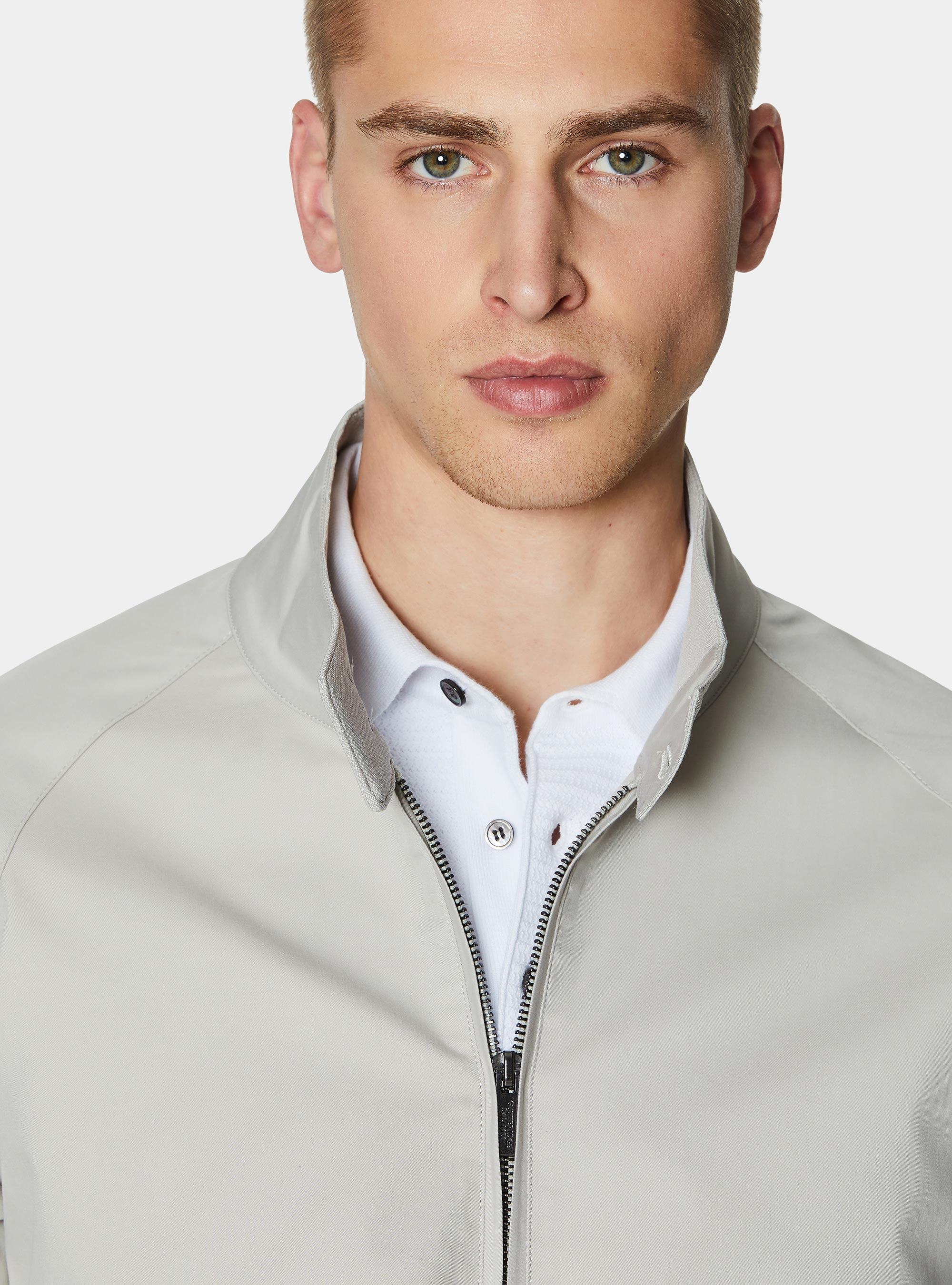 Cotton blend bomber jacket, ECRU