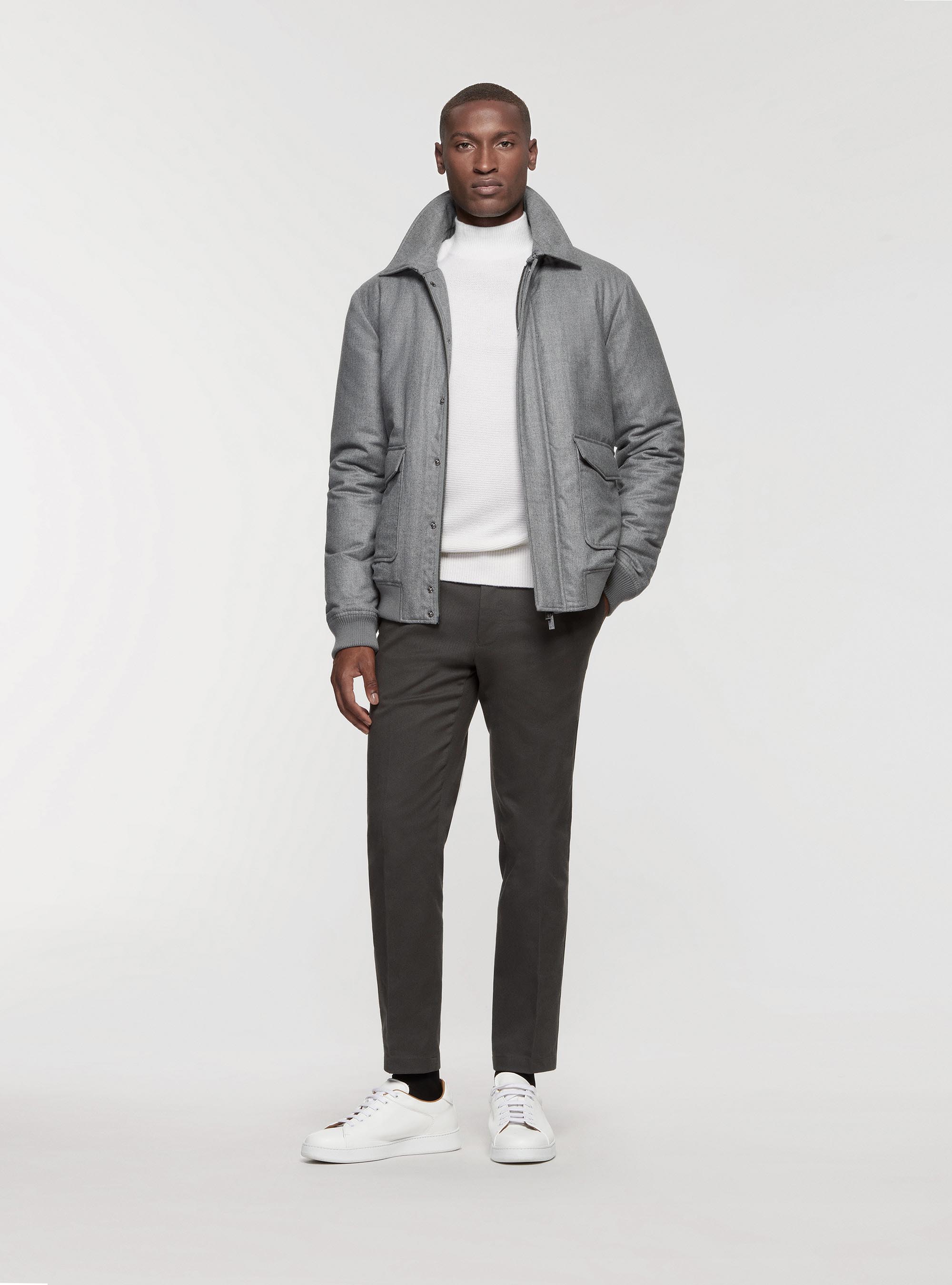Flannel bomber jacket, LIGHT GREY MELANGE