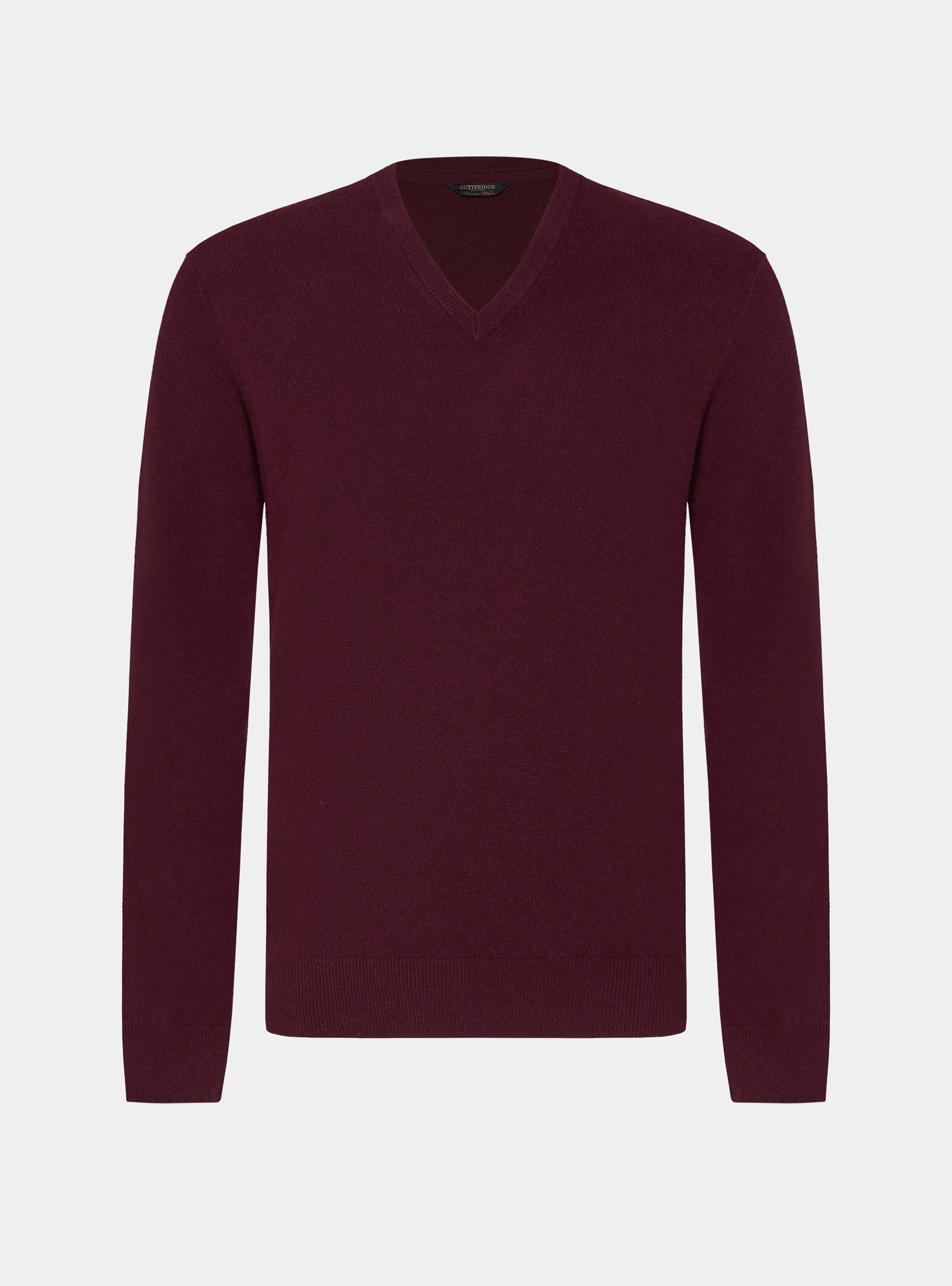 Maglia scollo a V in lana merino, BORDEAUX