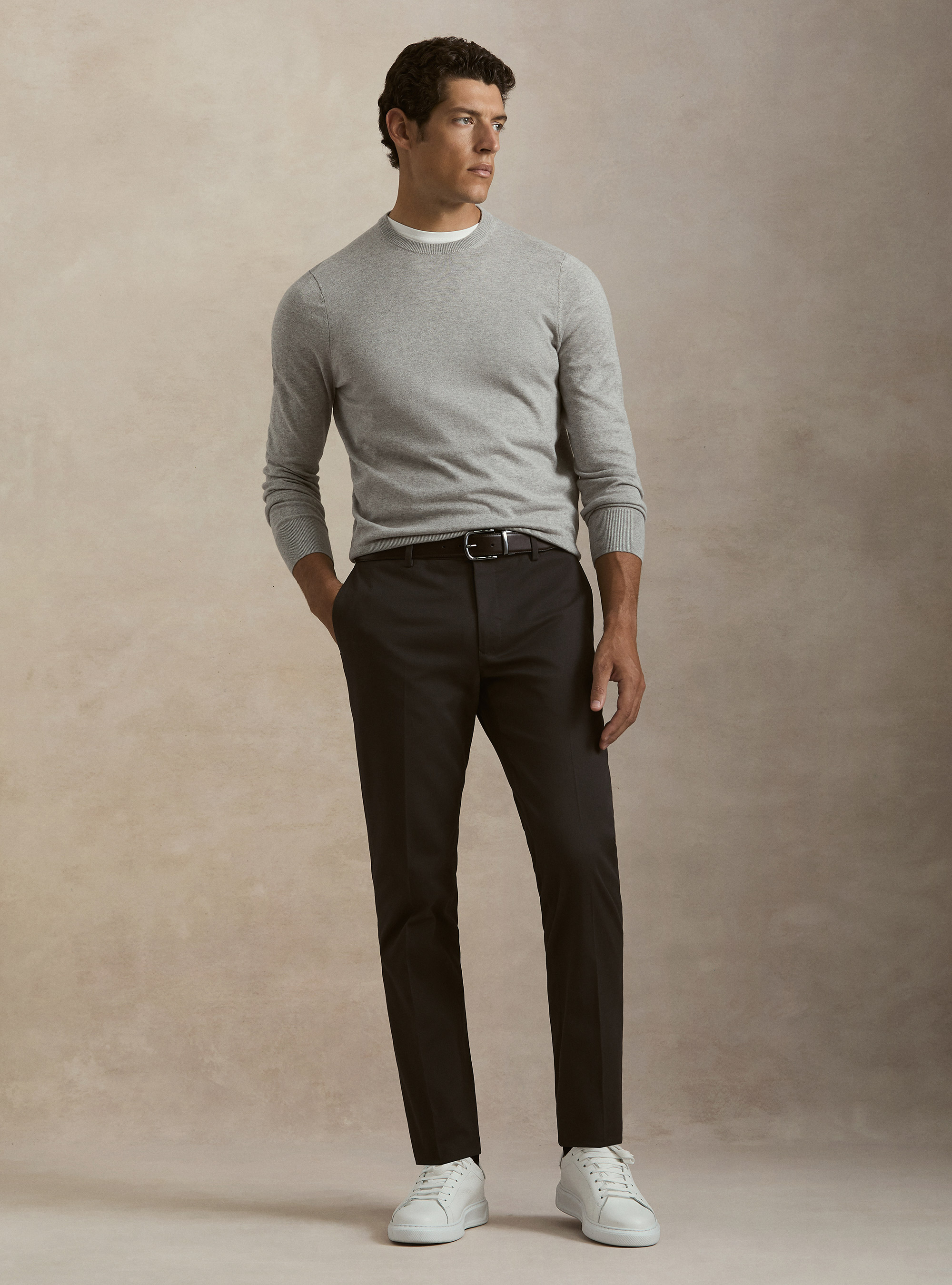 Brushed cotton trousers, ASFALTO 0112C