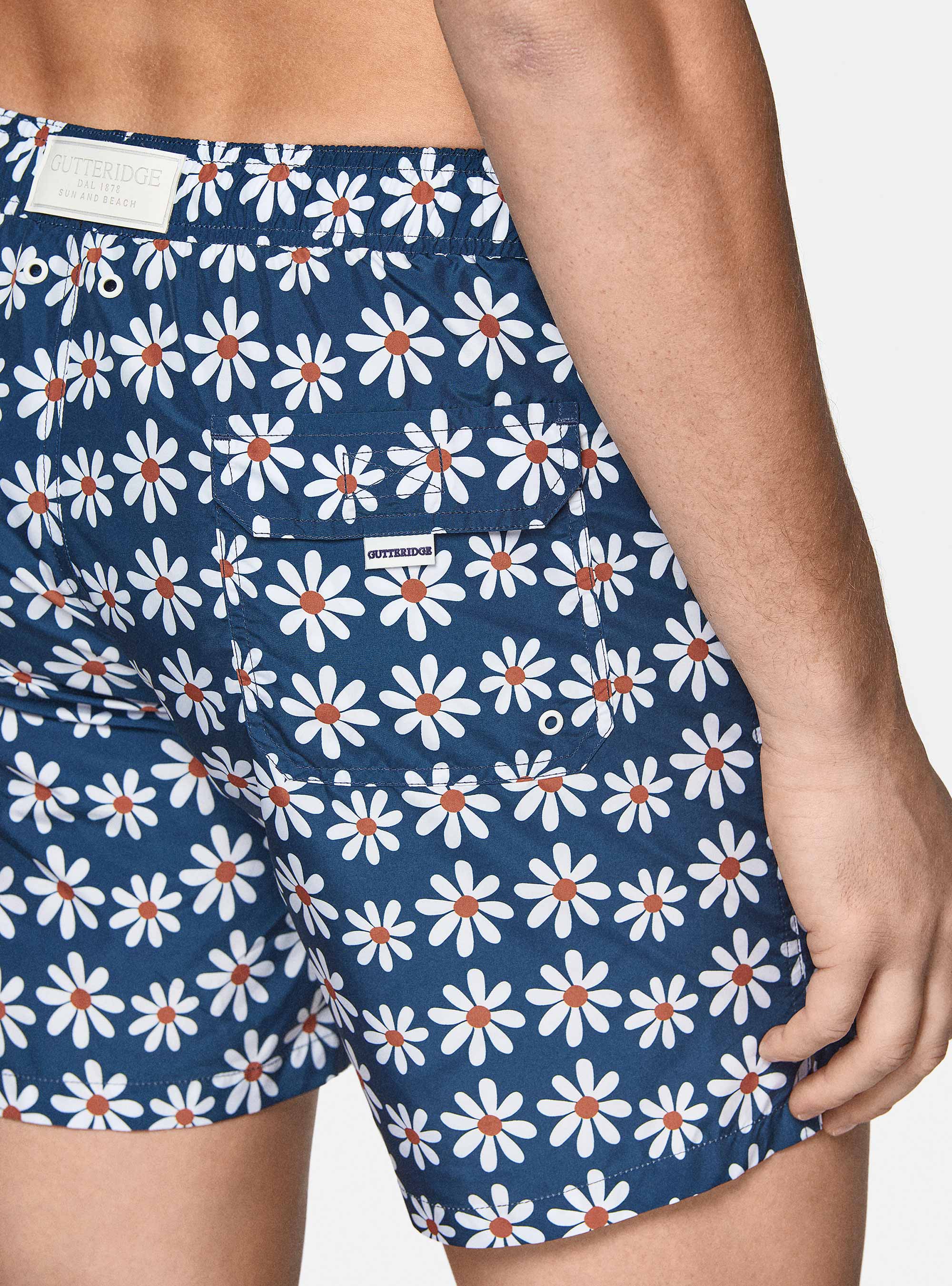 Badeanz&uuml;ge mit G&auml;nsebl&uuml;mchenmuster, NAVY 0218C