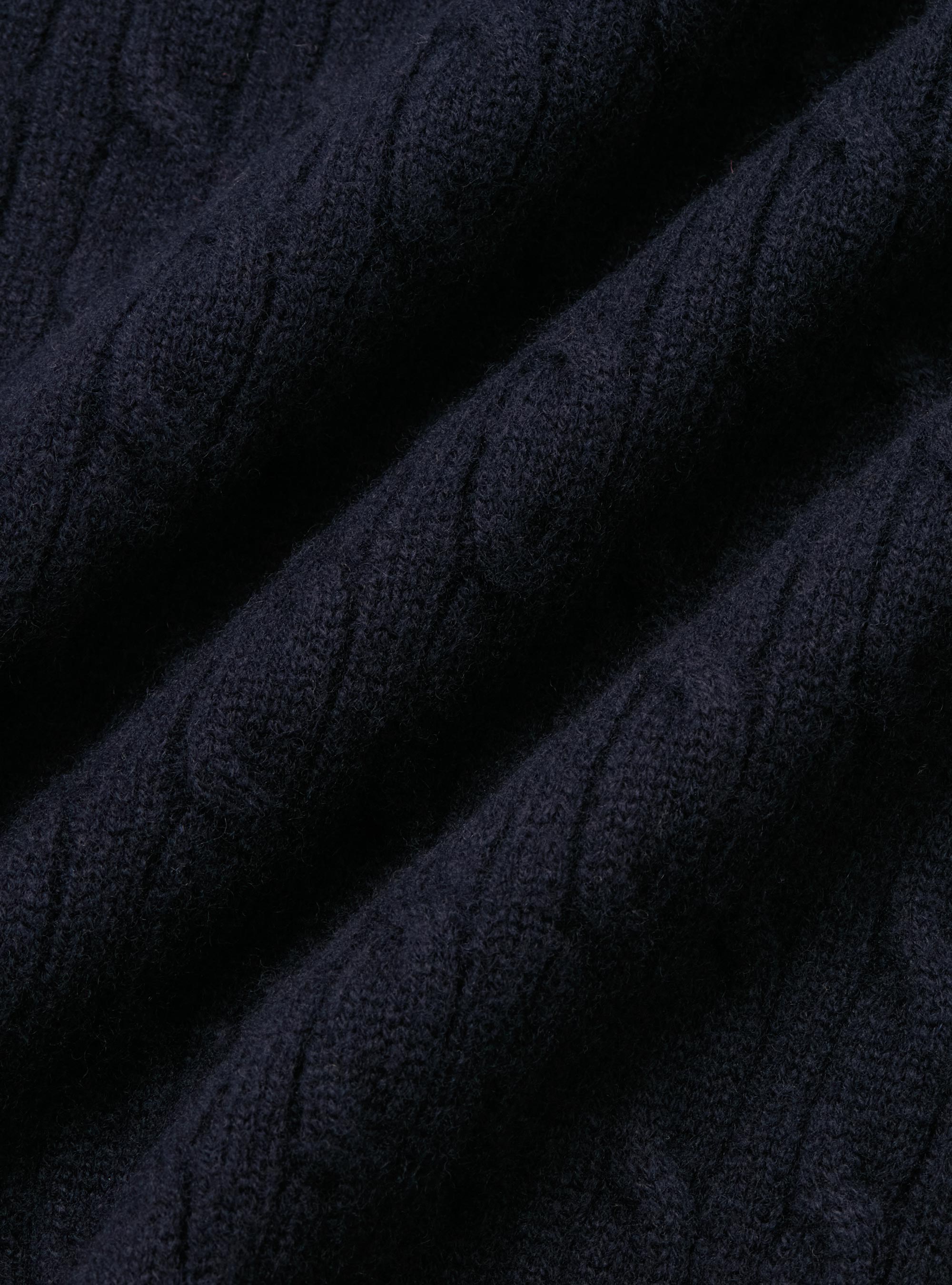 Maglia scollo a V con treccia in lana merino, BLU NAVY