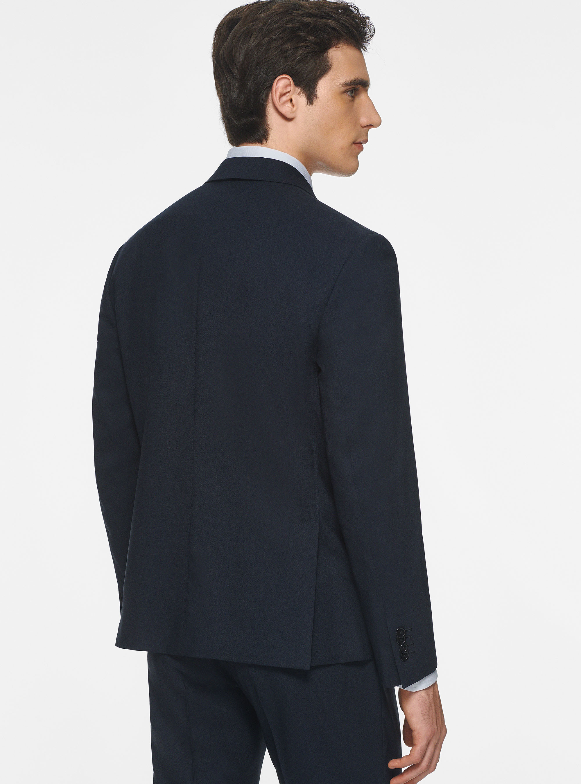 Giacca drop 4 in pura lana, NAVY