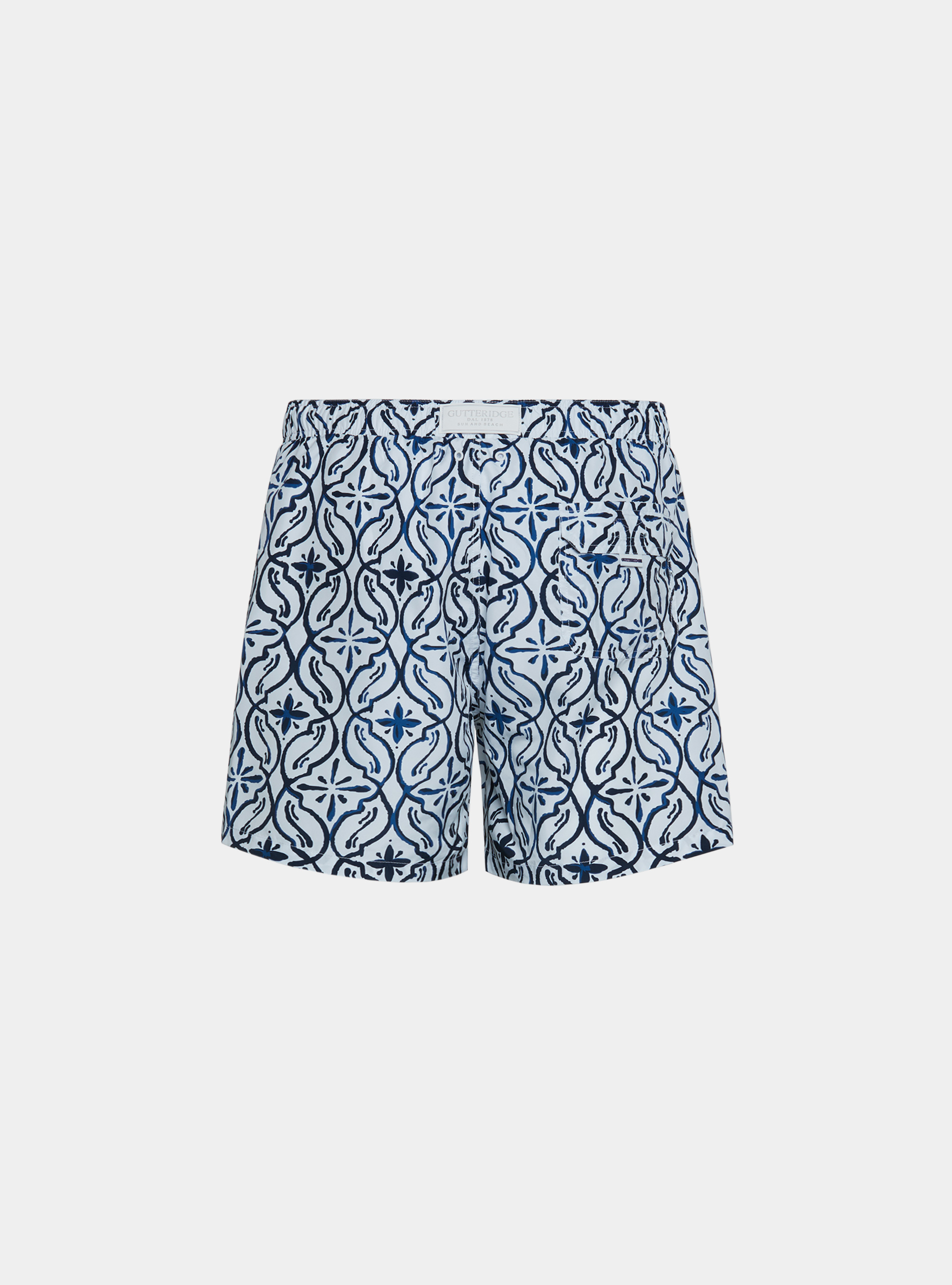 Ba&ntilde;ador con estampado de may&oacute;lica, AZUL MEDIO