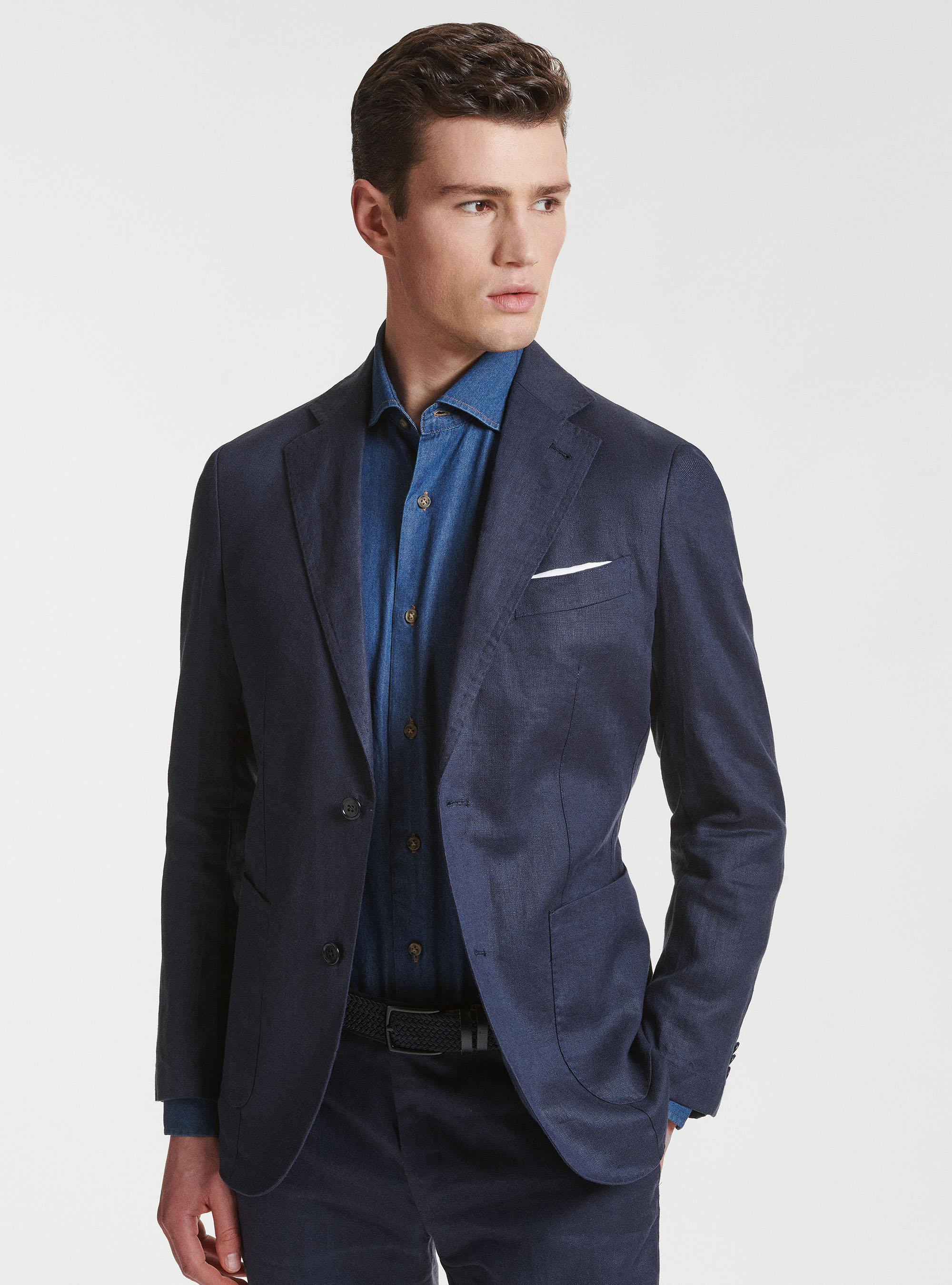 Giacca per abito in puro lino, BLU NAVY
