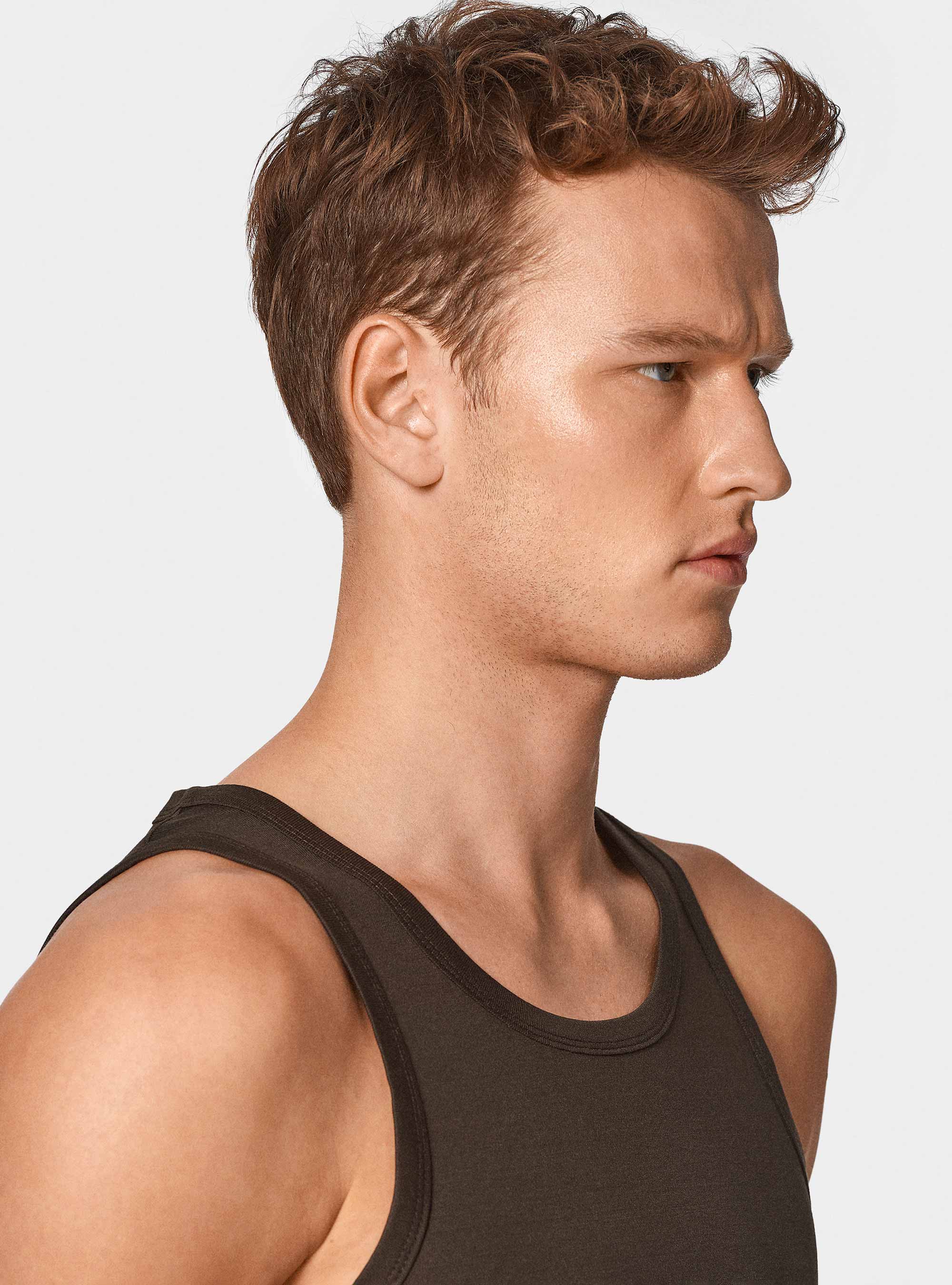 Camiseta de tirantes de hilo de algod&oacute;n, MARRON