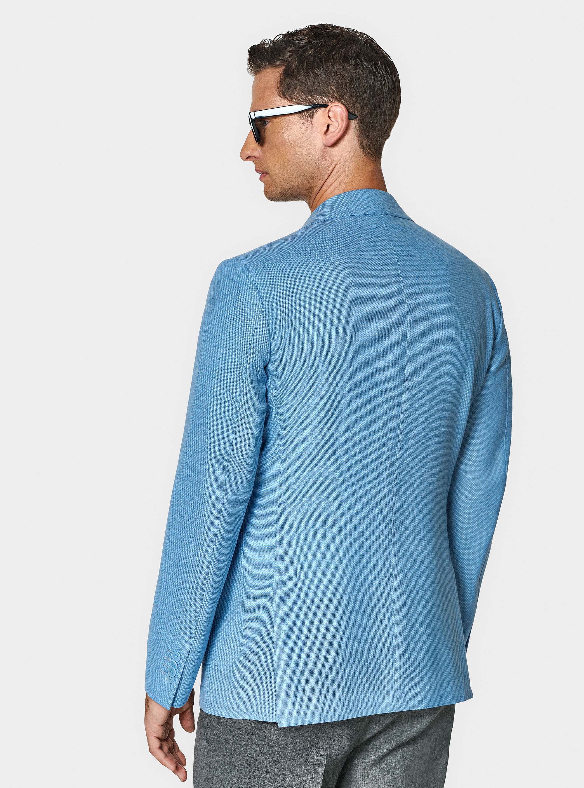 Pure wool hopsack blazer Vitale Barberis Canonico, LIGHT BLUE