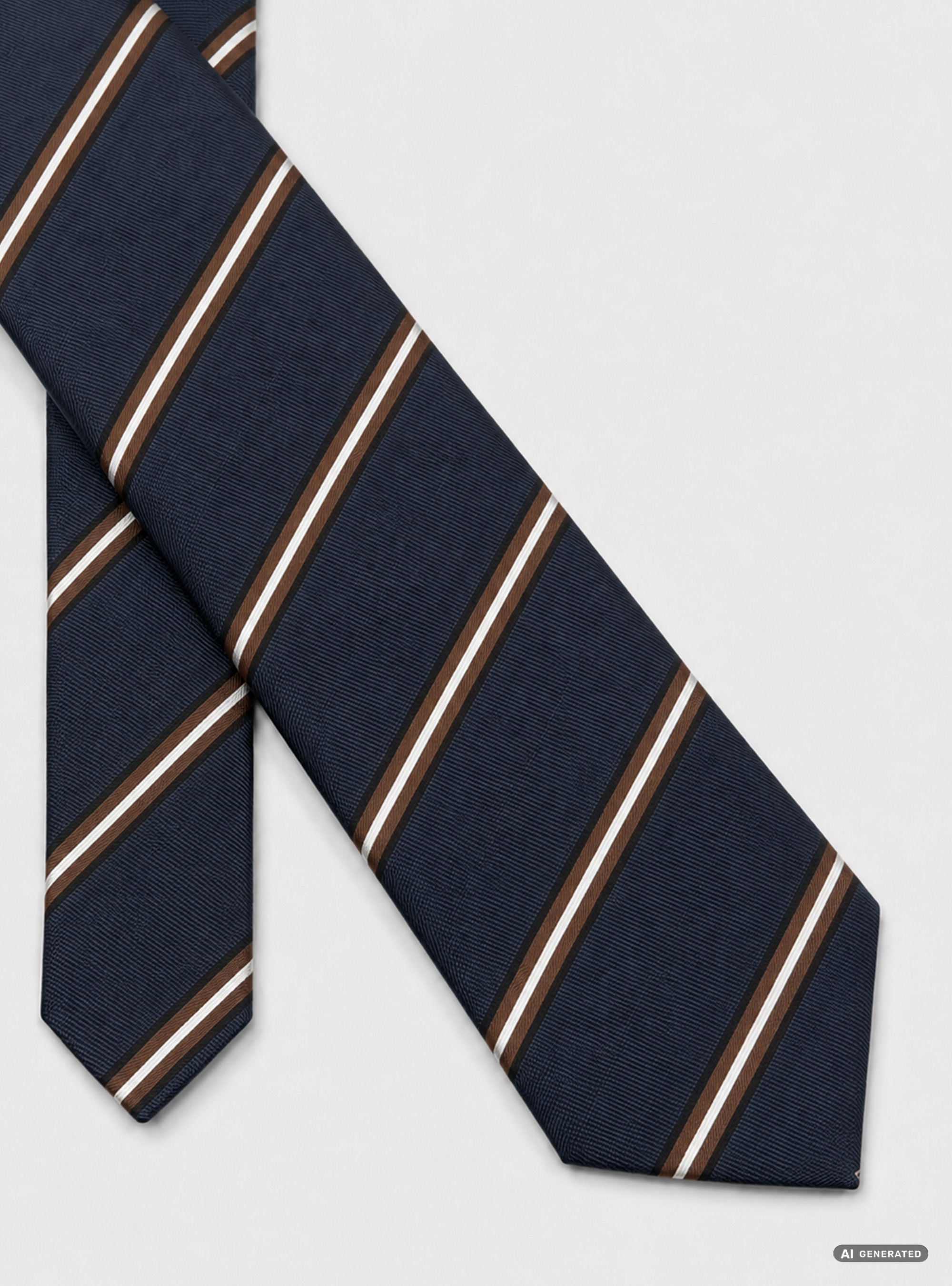 Striped silk twill tie, NAVY BLUE