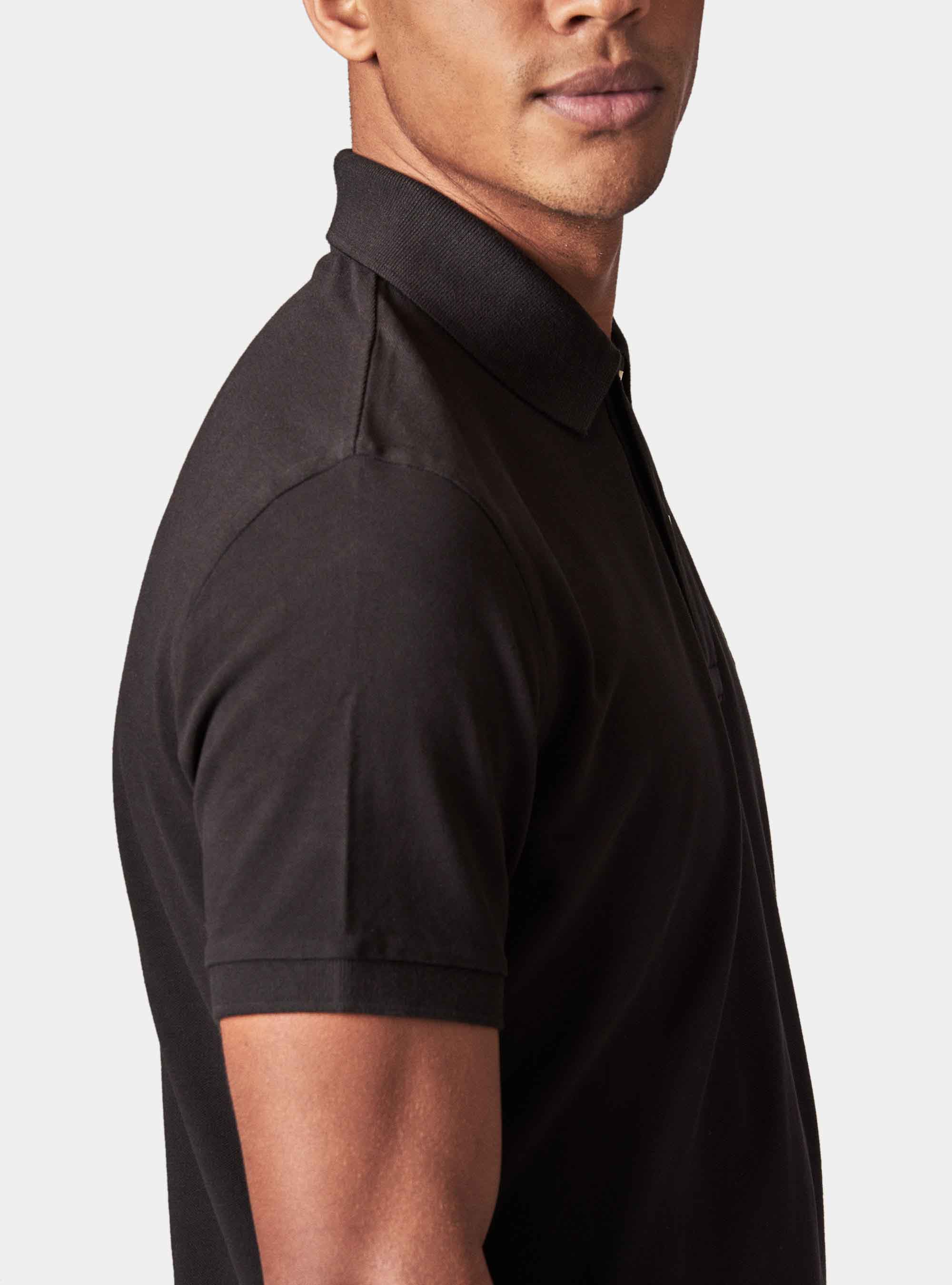 Polo basique en piqu&eacute;, NOIR