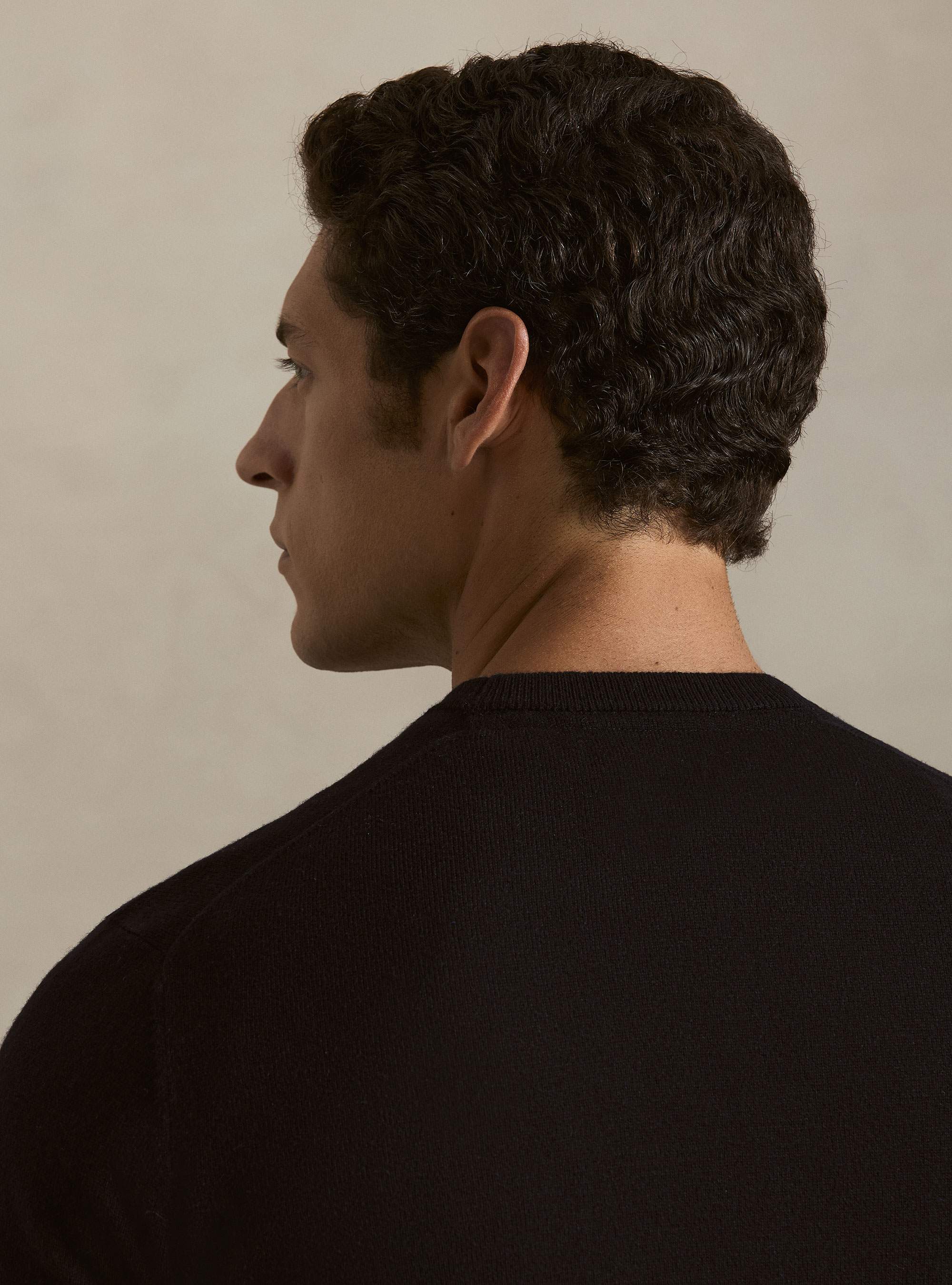 Wool and cashmere blend crewneck sweater, NAVY BLUE