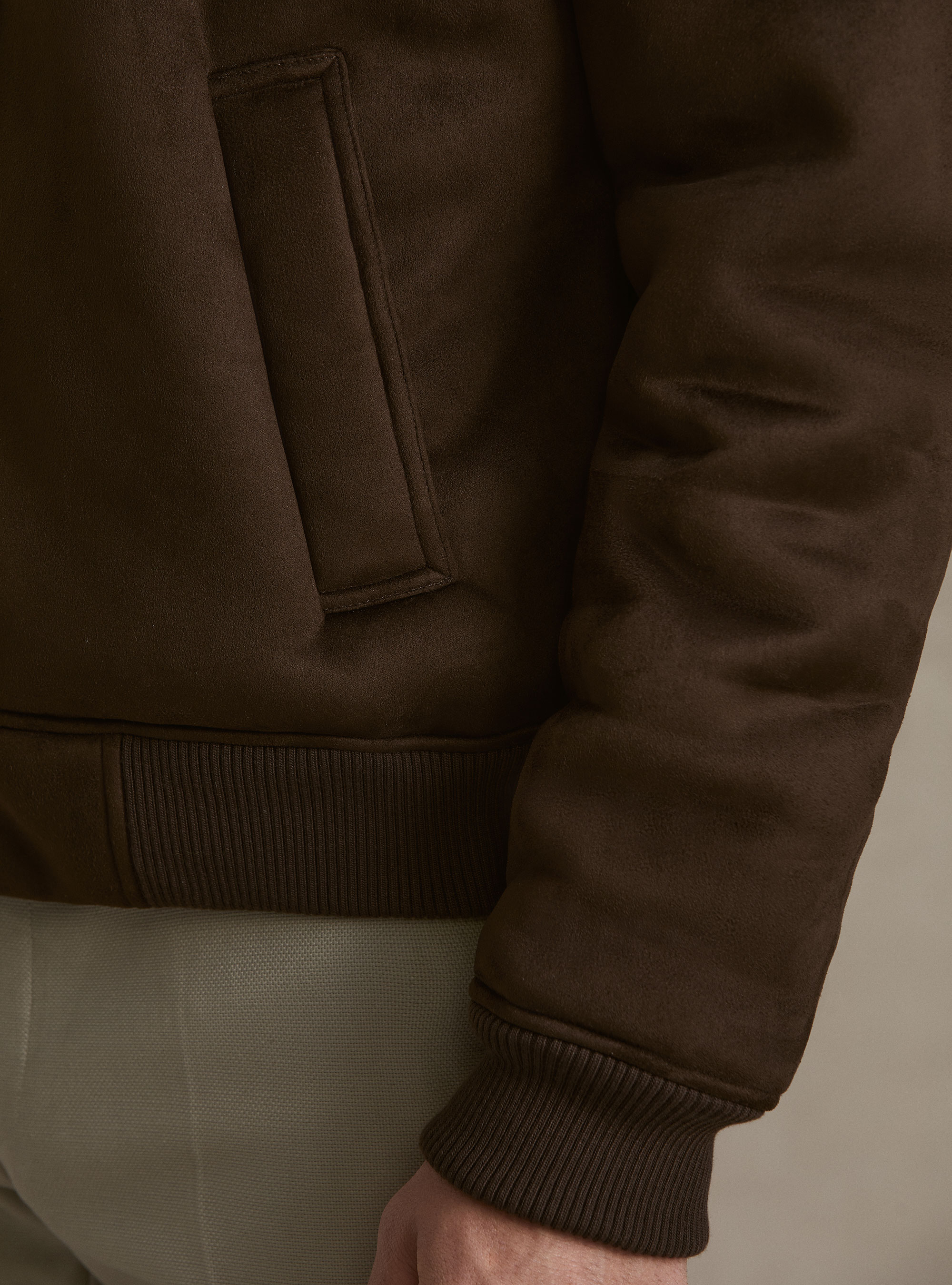 Suede-effect shearling, MARRONE 0508C