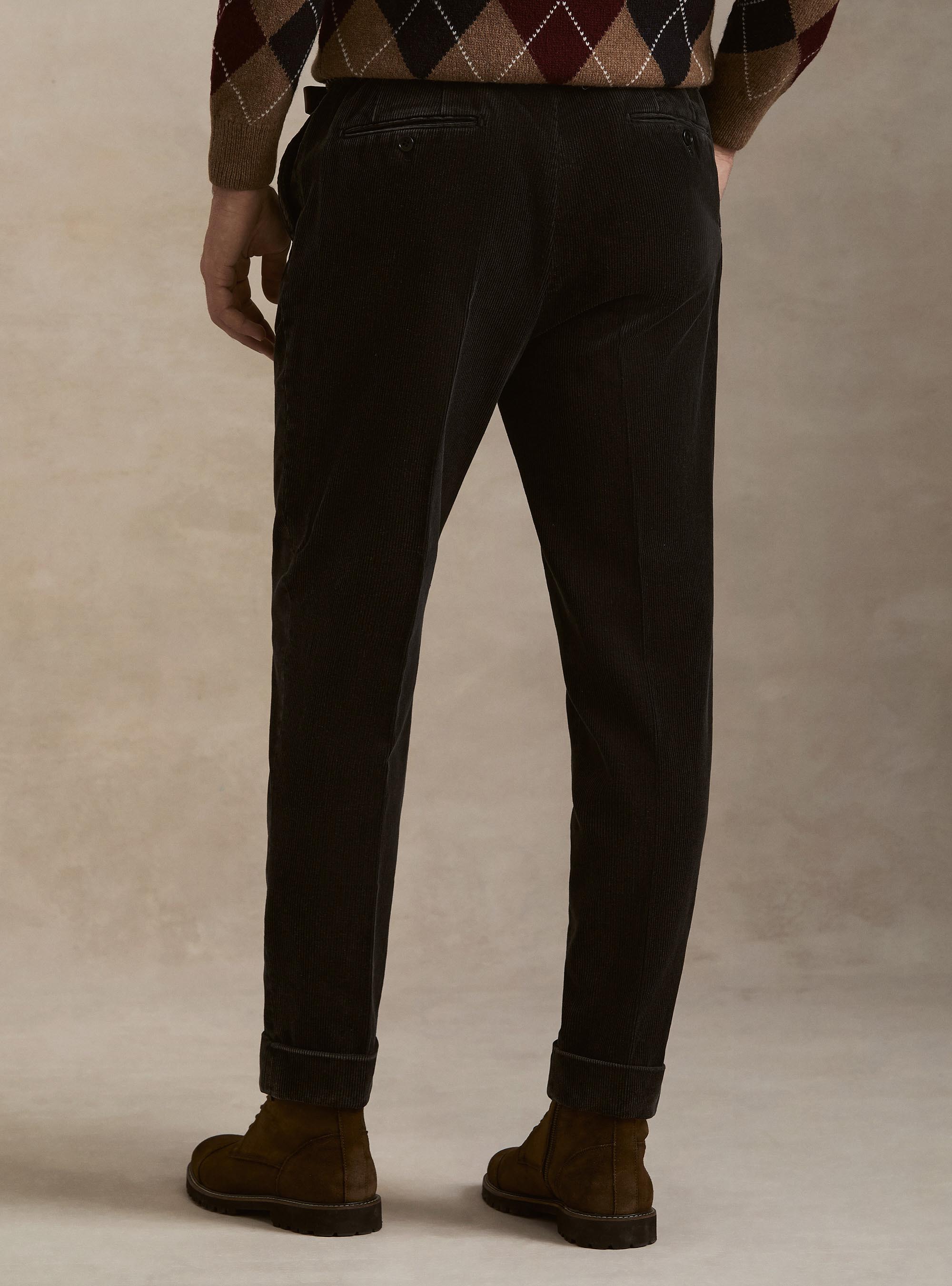 Pantaloni con pince in velluto, BLU NAVY