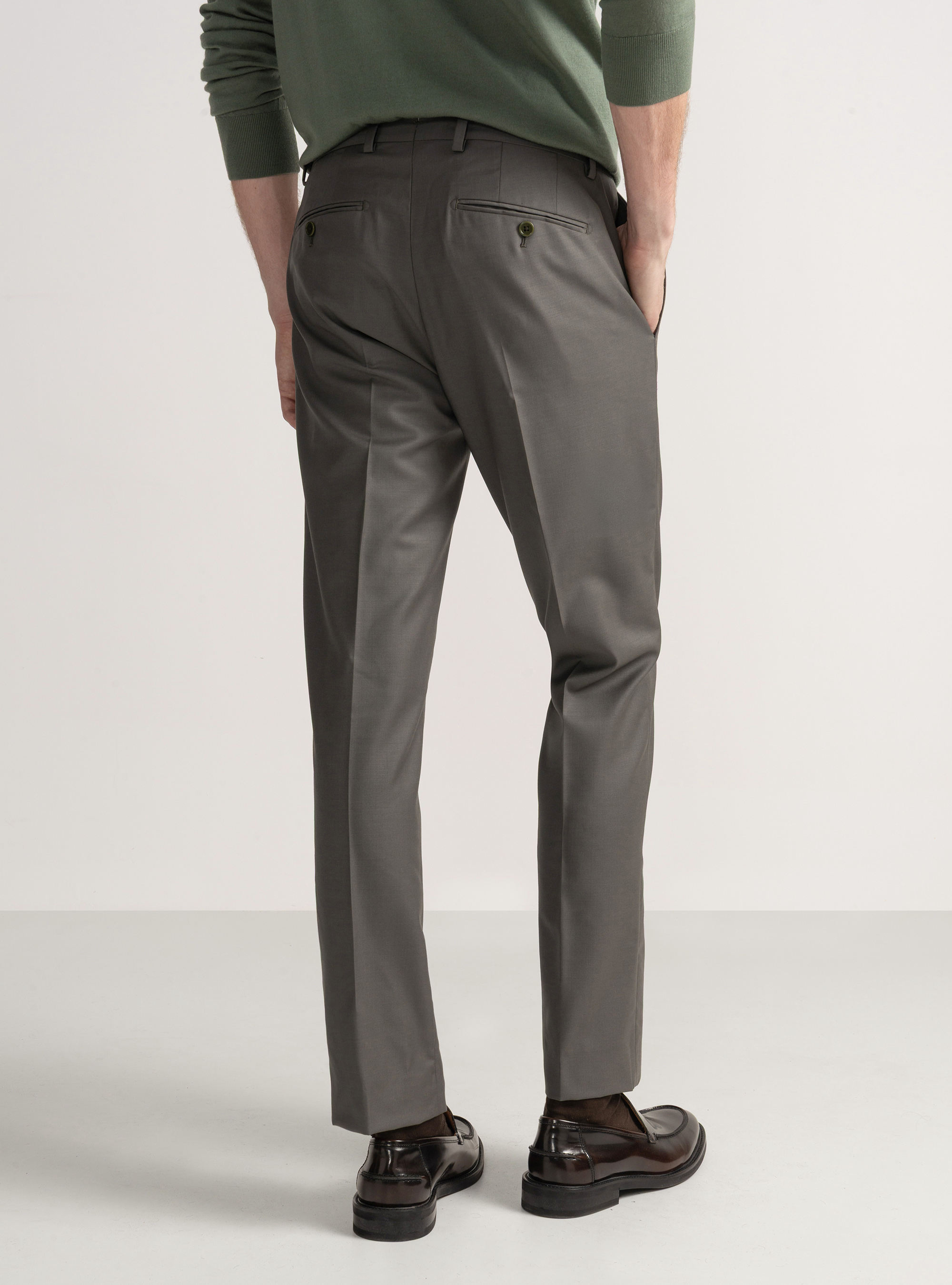 Suit trousers in pure superfine 120s wool, GREEN