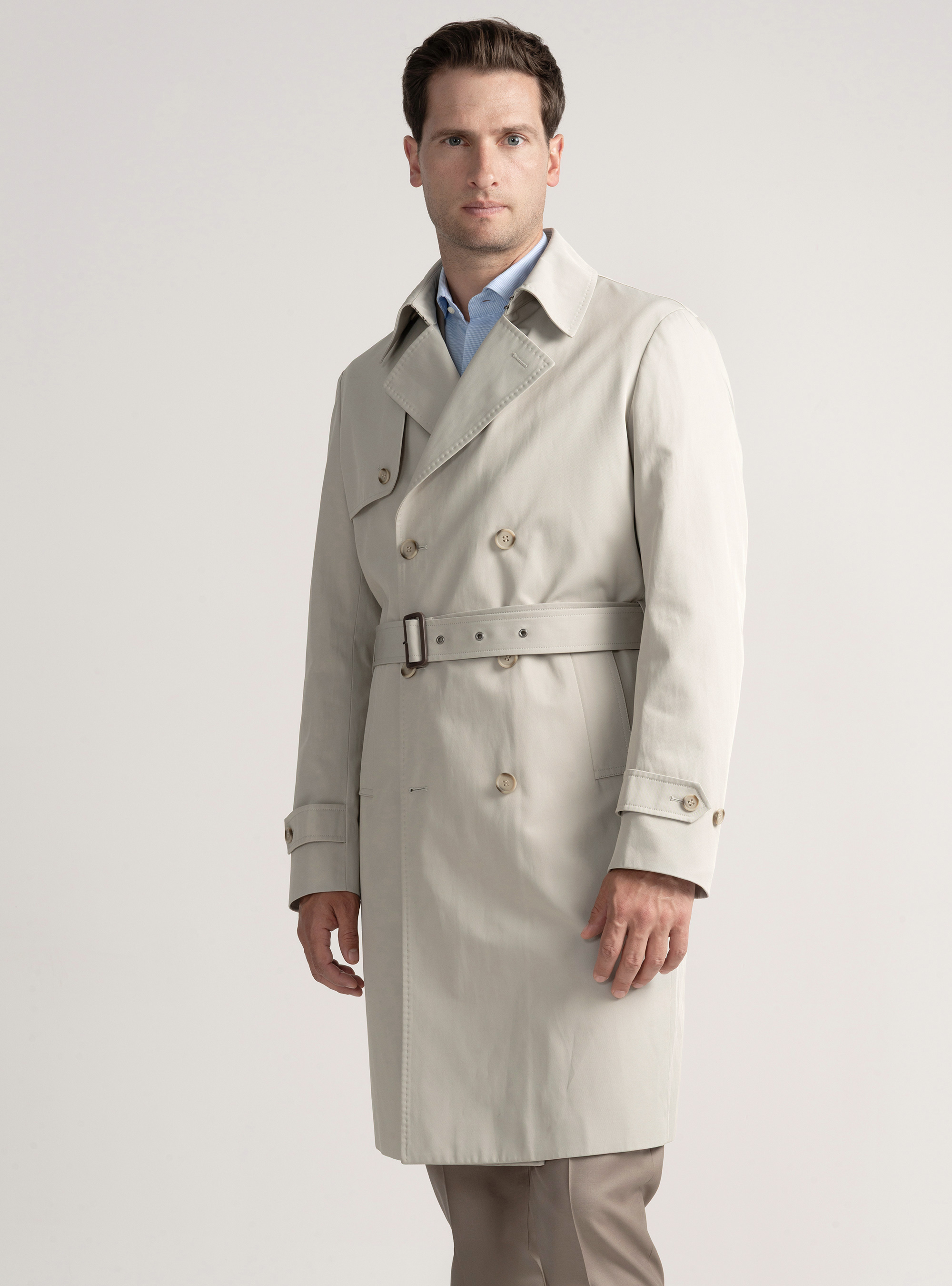 Trench in twill di cotone, ECRU