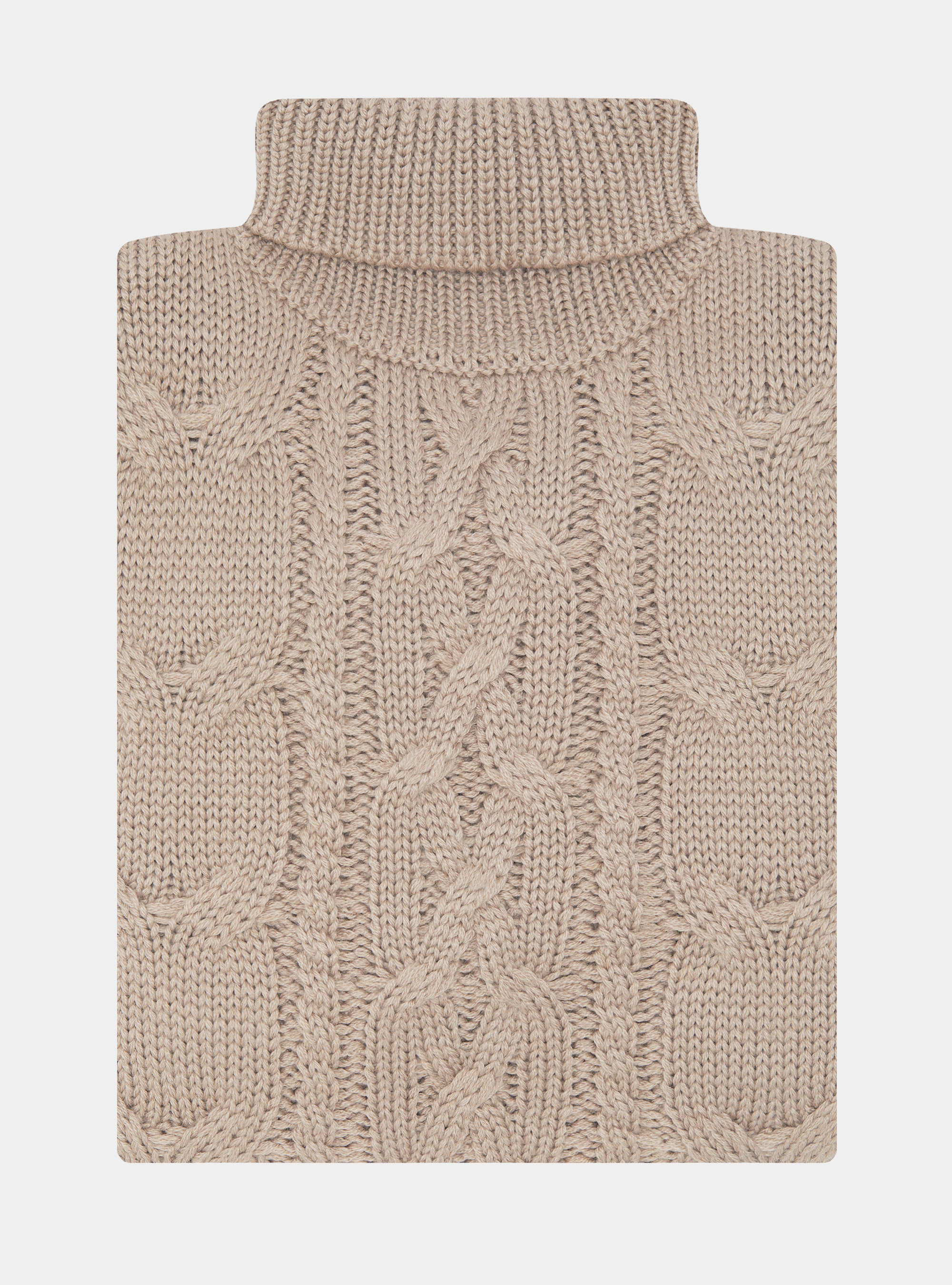 Wool-blend turtleneck sweater with braid, SAND