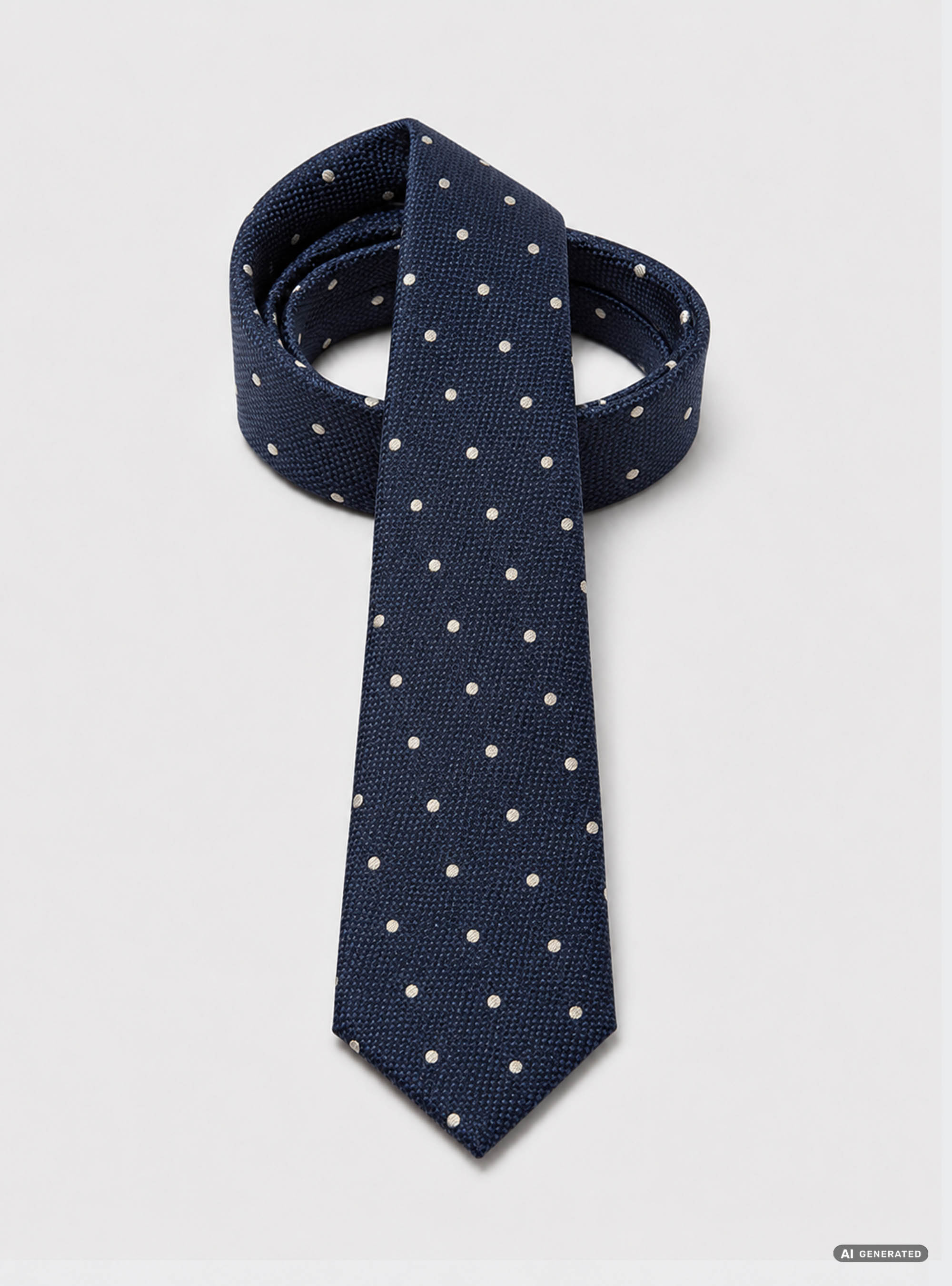 Cravatta in seta jacquard a pois, BLU MARINO/BIANCO
