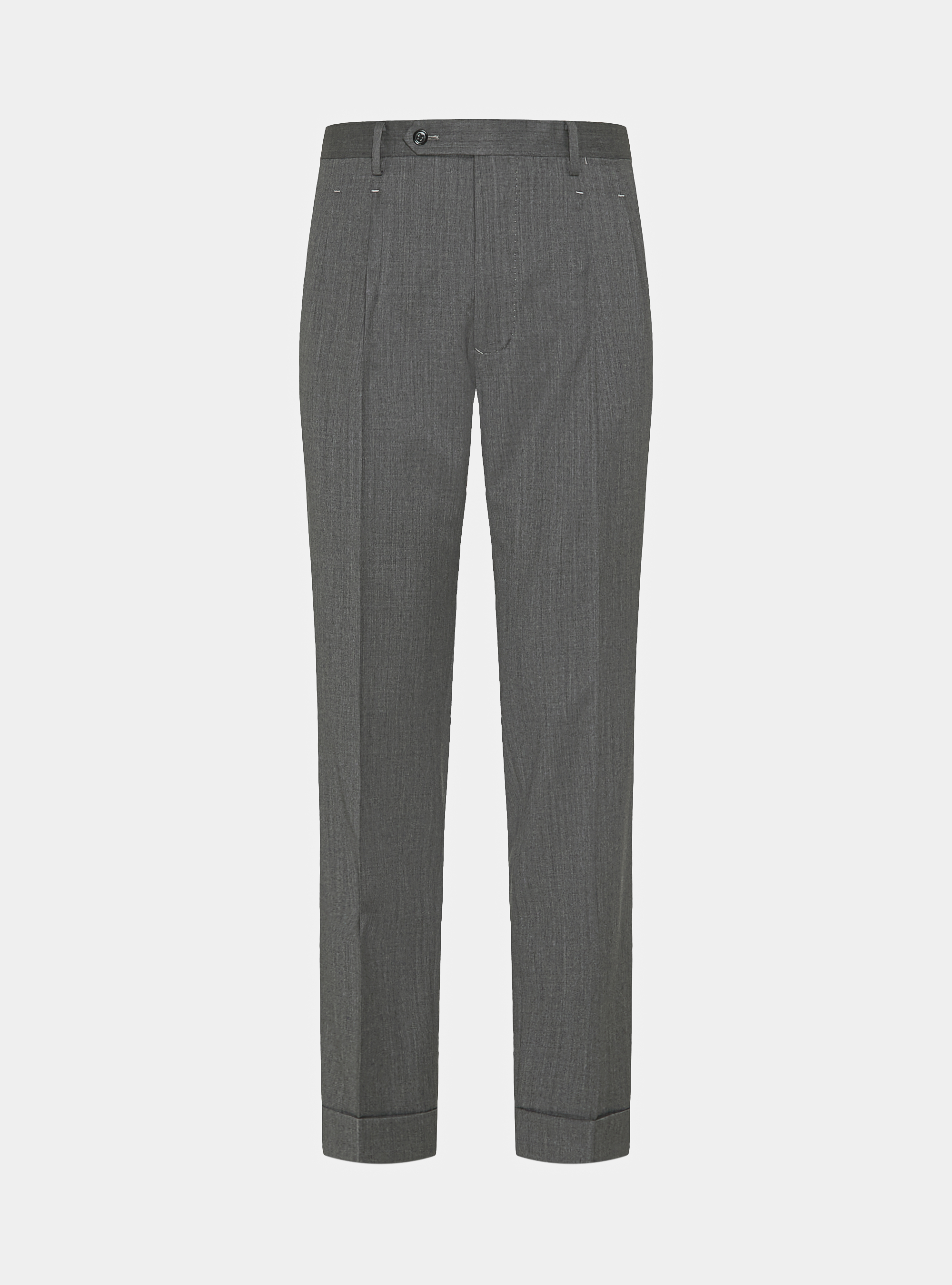 Pantalones con pinzas para traje cruzado en lana Reda superfina 110's, GRIS MARENGO