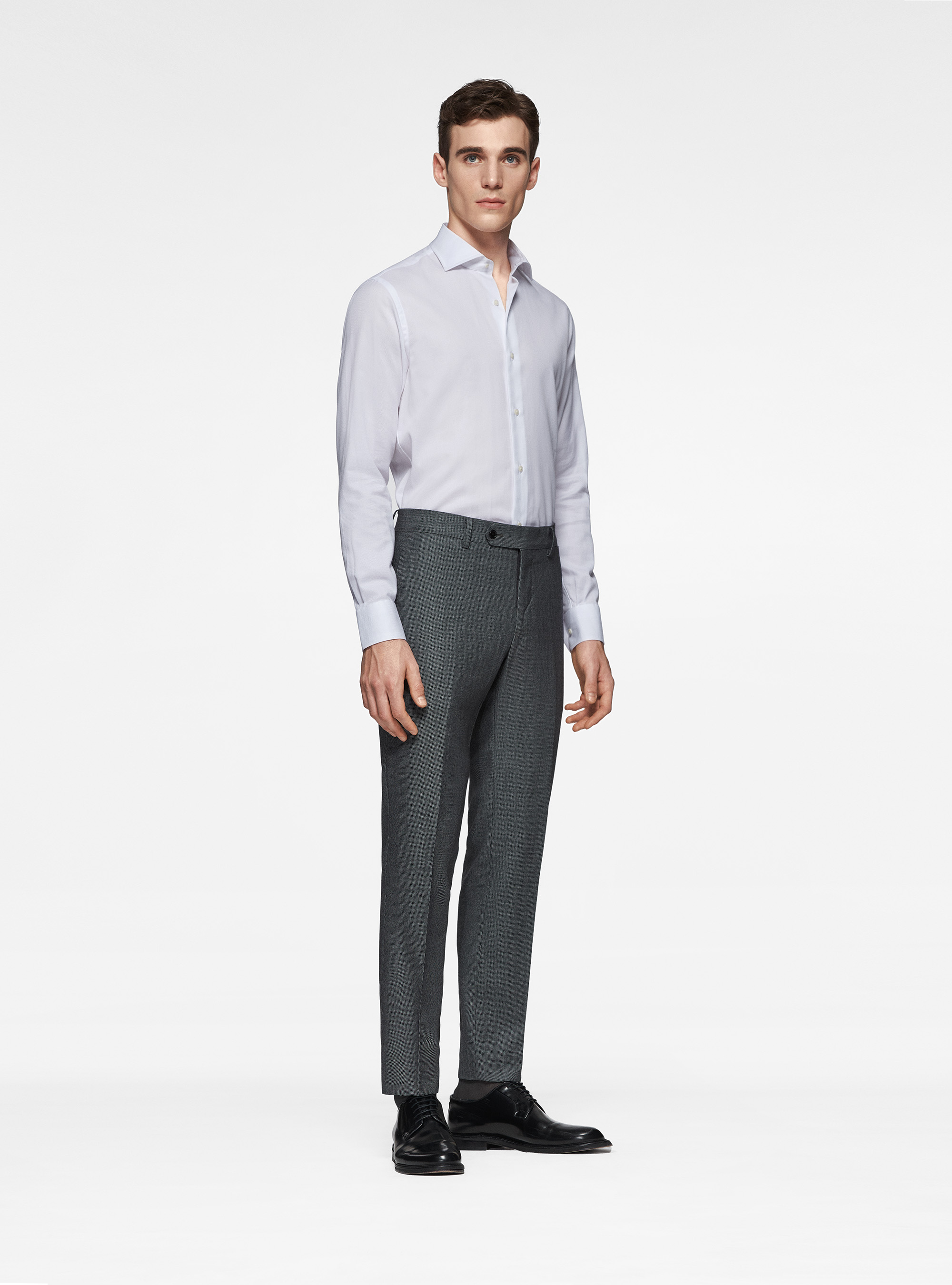 Trousers in pure wool partridge eye, GREY