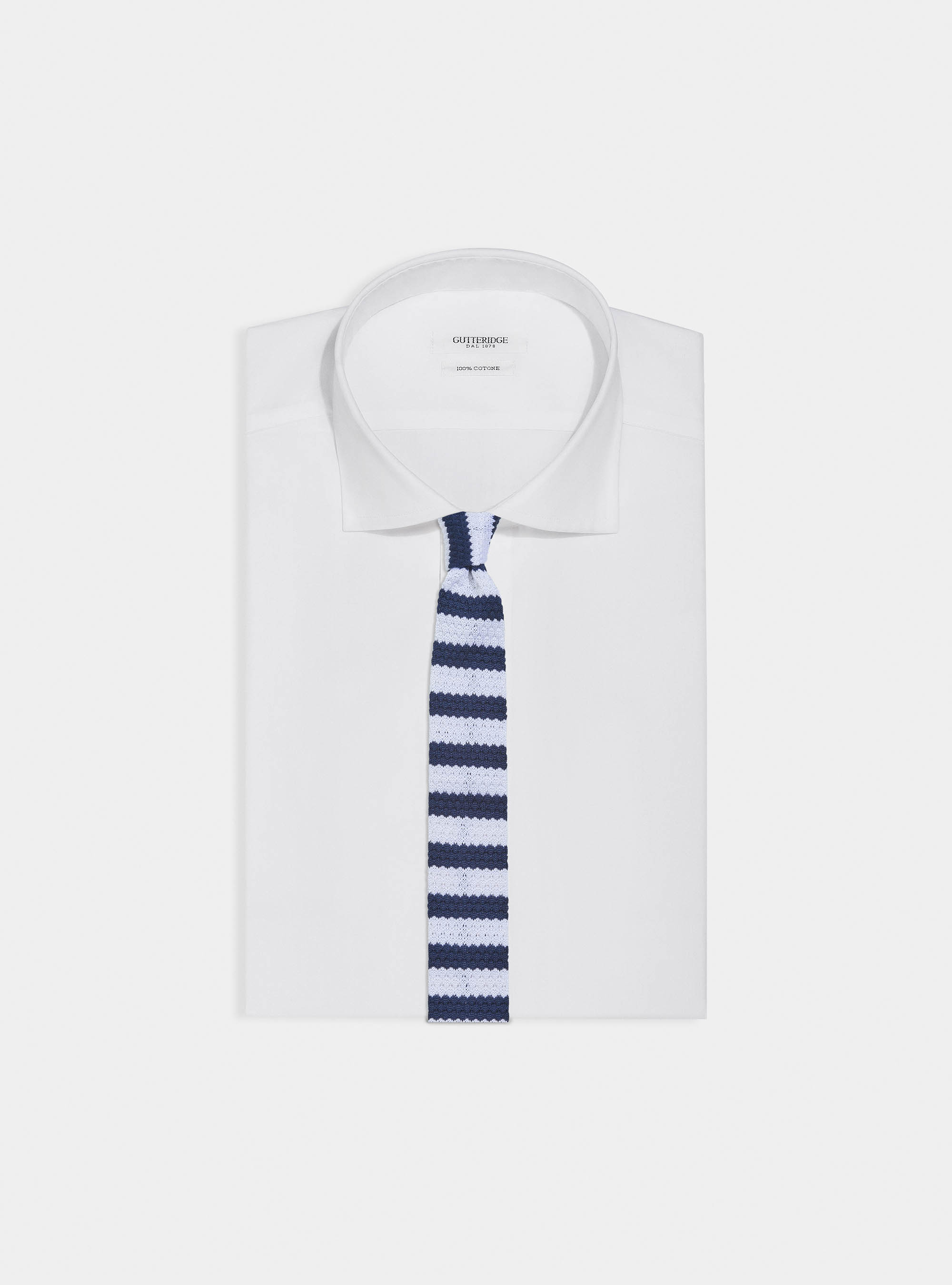 Striped knit tie, NAVY BLUE