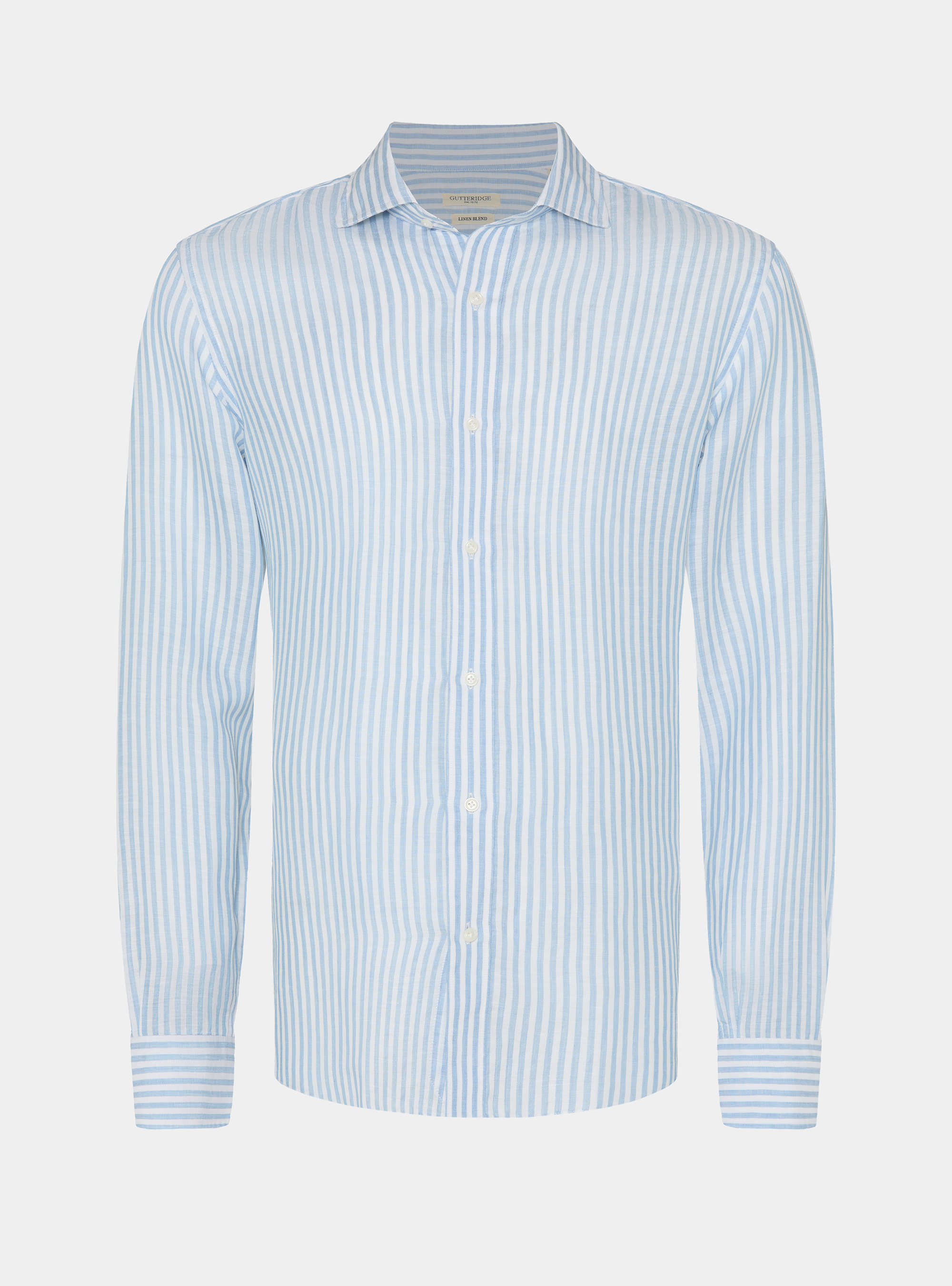 Linen blend striped shirt, LIGHT BLUE