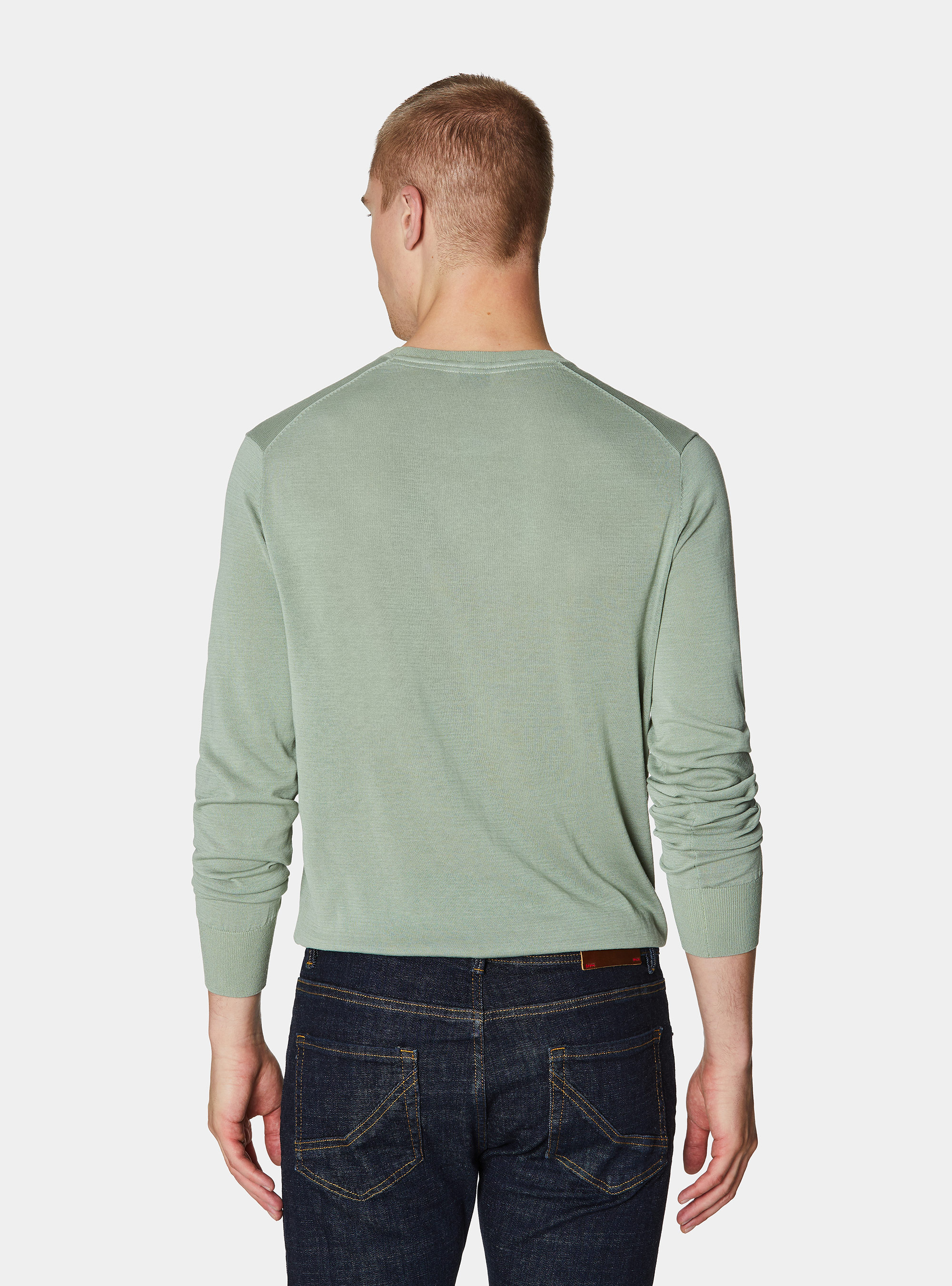 Maglia girocollo in cotone e seta, SALVIA 0602C