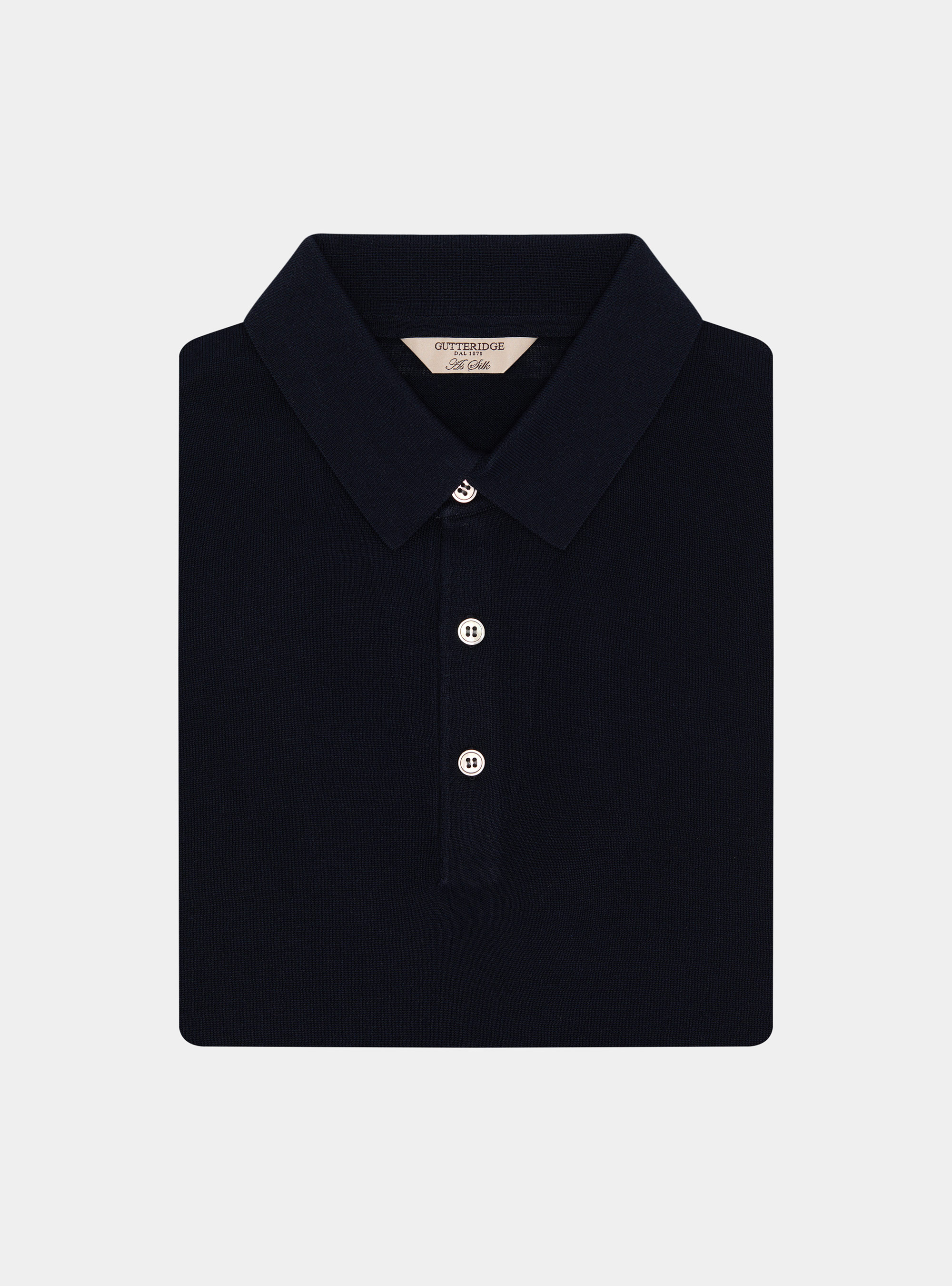 Maglia a polo in cotone e seta, BLU NAVY