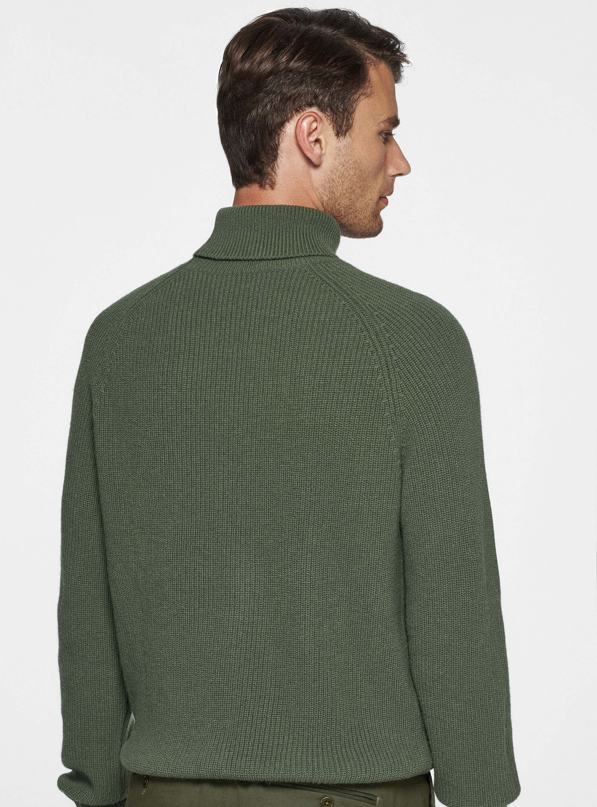 Merino wool pearl rib turtleneck sweater, MILITARE 0609C