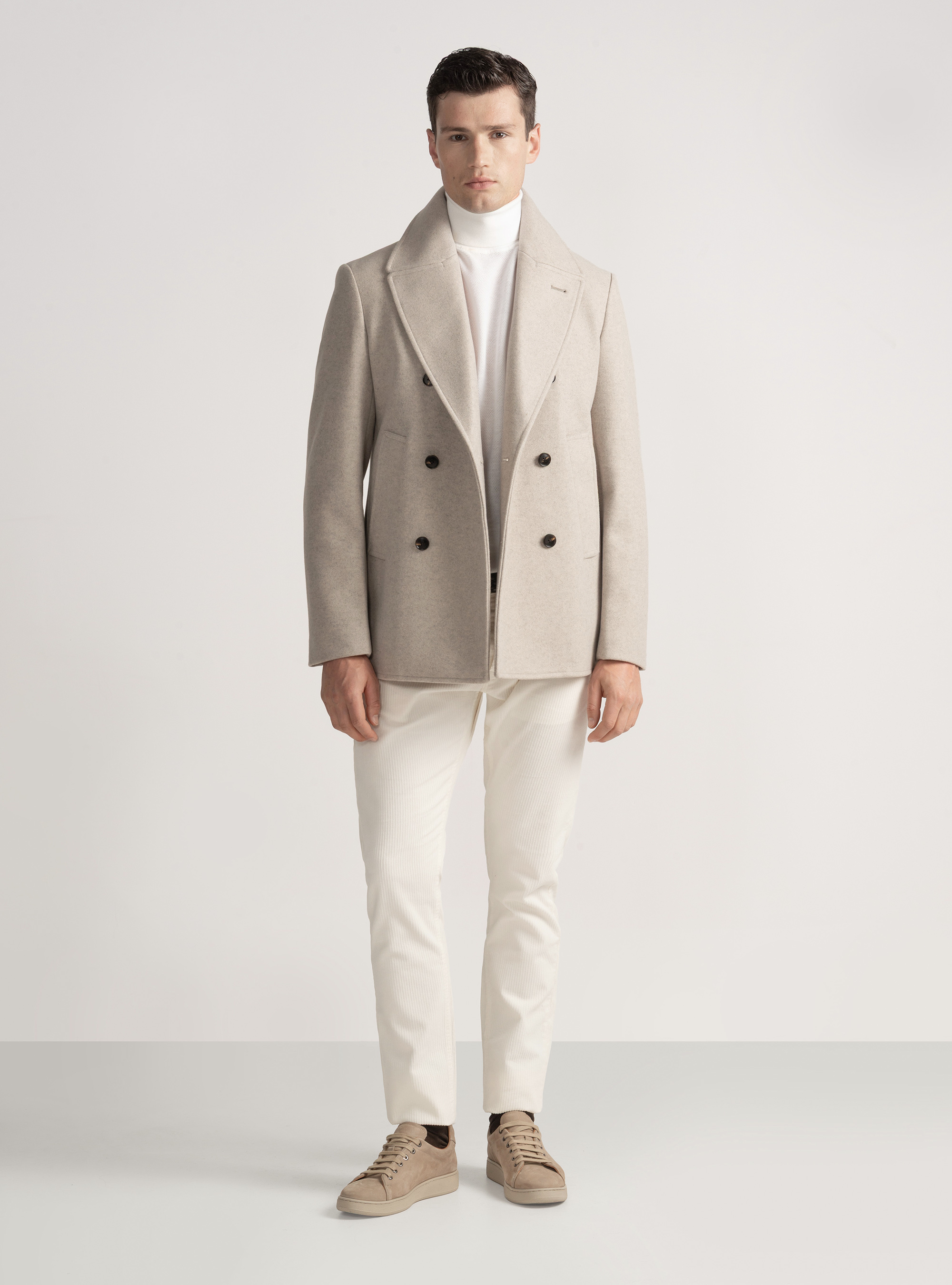 Peacoat de color liso, CRUDO