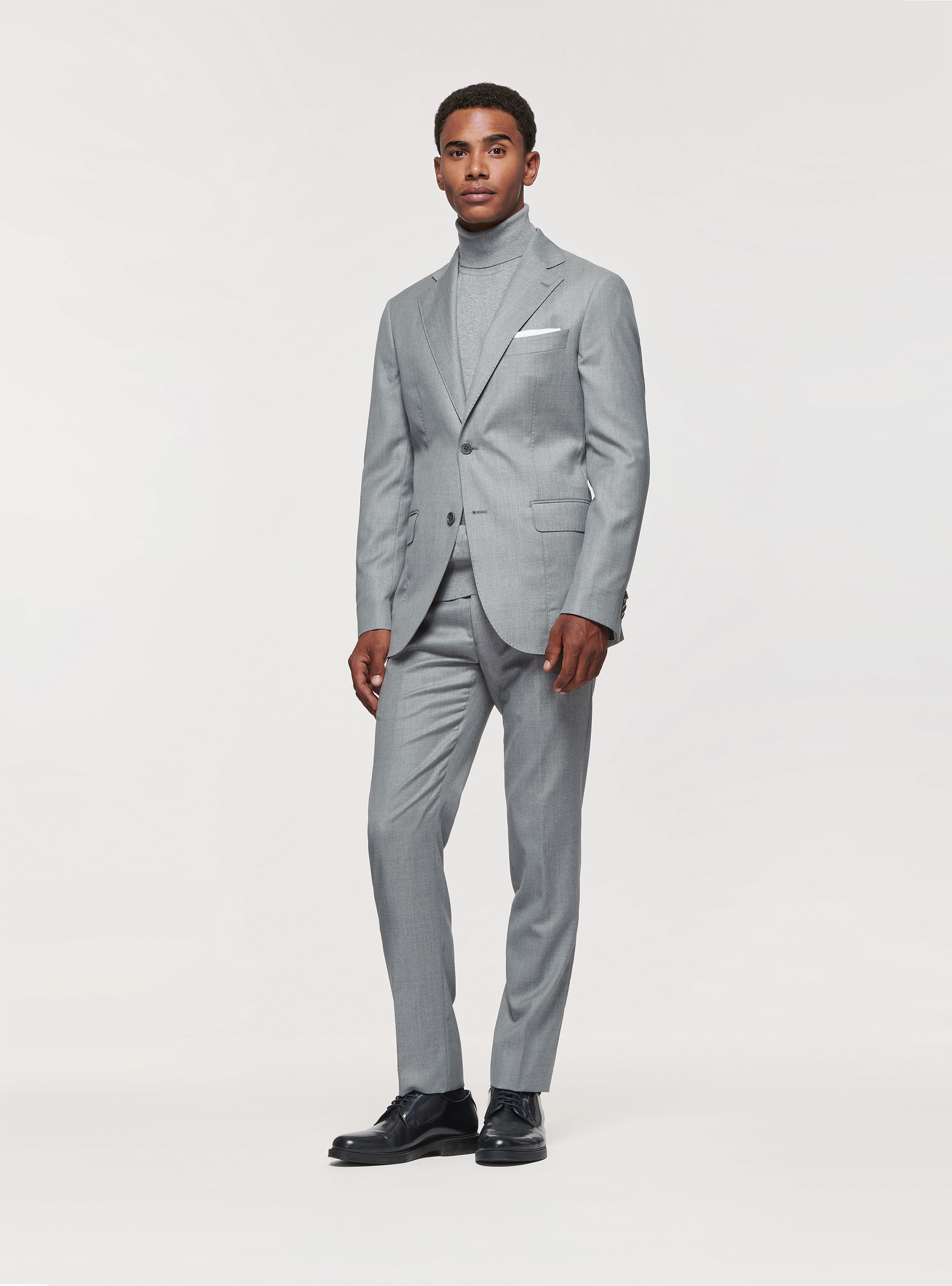 Trousers in pure 110's superfine wool, LIGHT GREY MELANGE