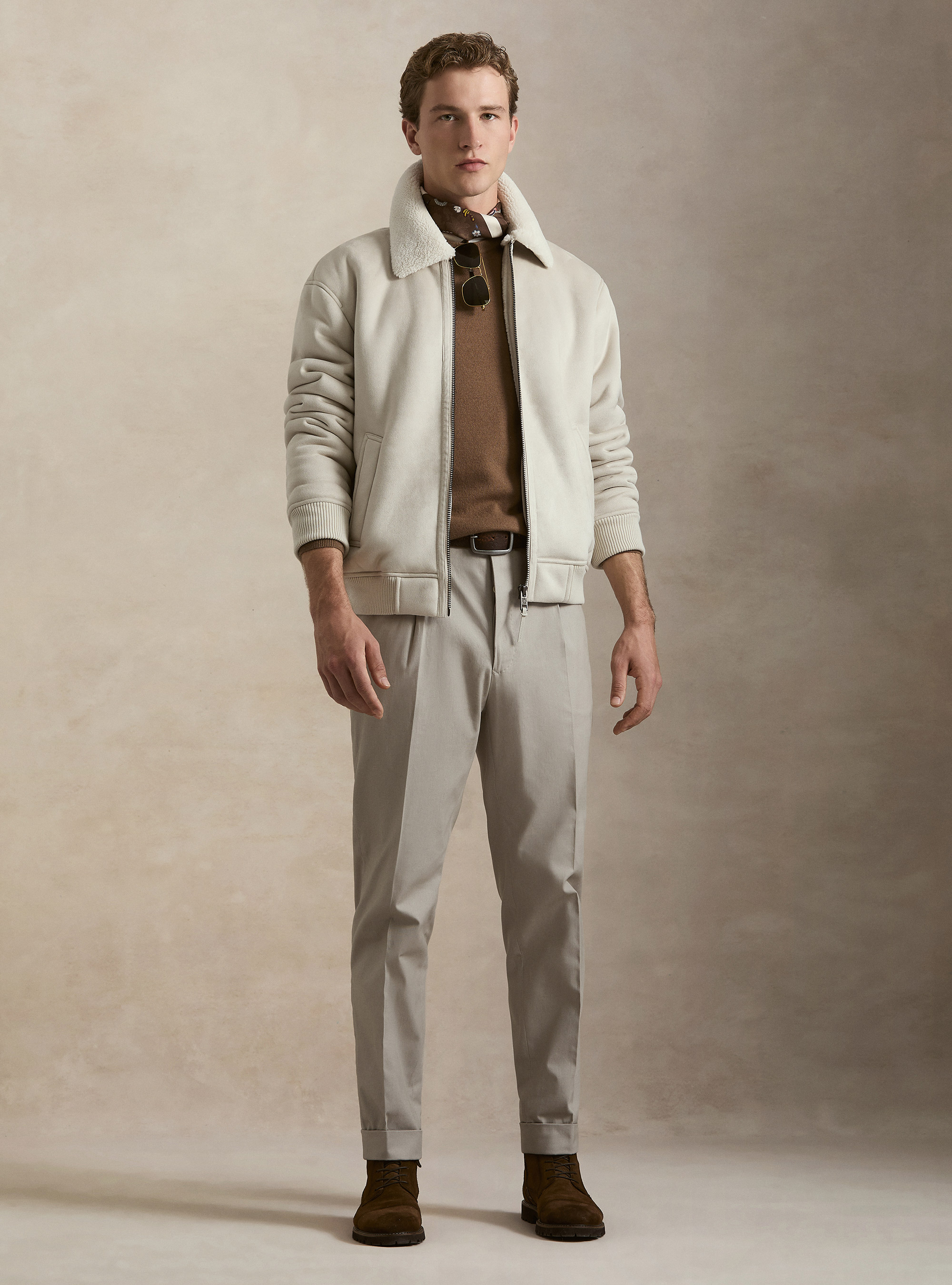 Suede-effect shearling, OFF-WHITE