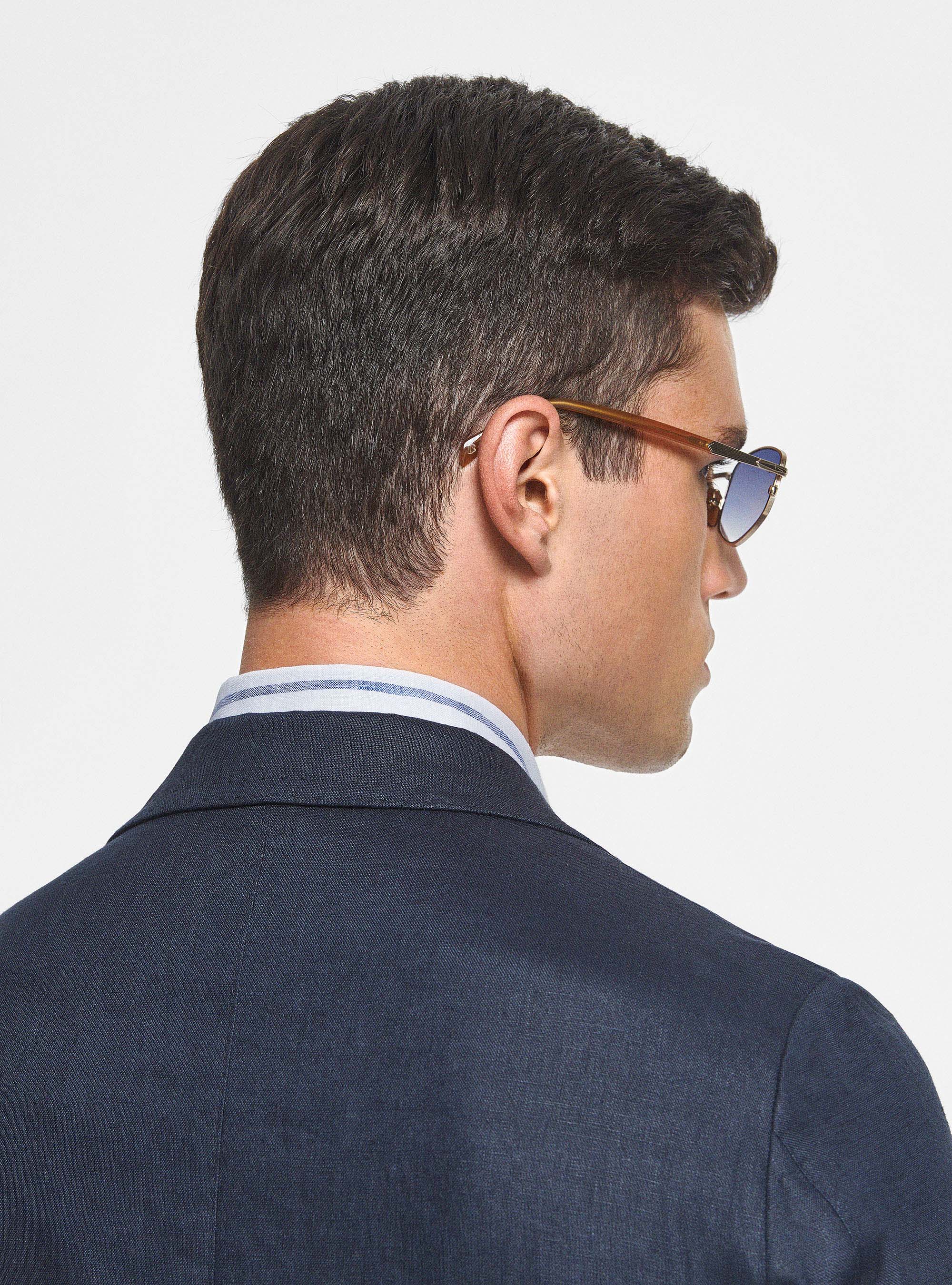Giacca in puro lino, BLU NAVY
