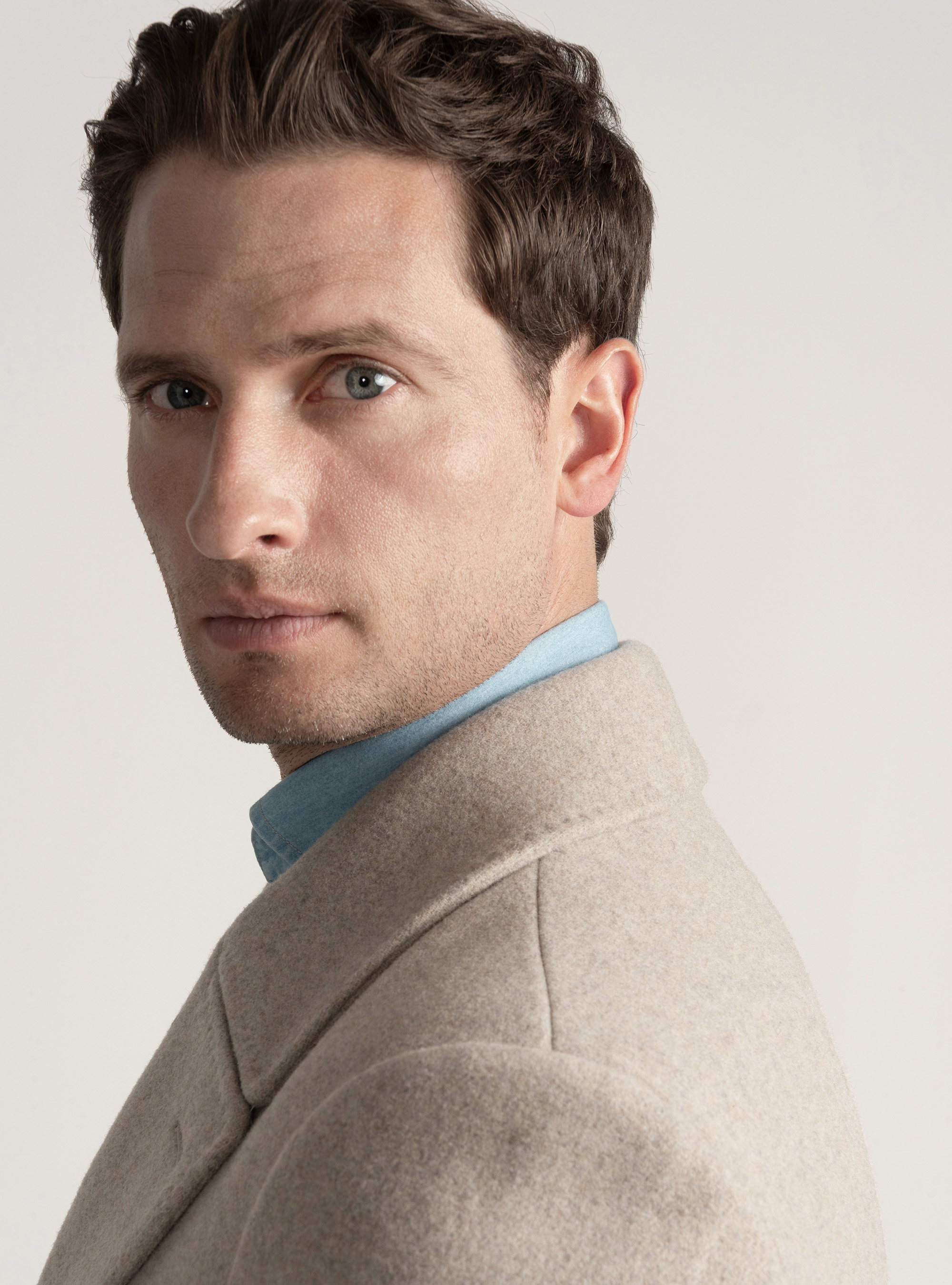 Wool-blend peacoat, ECRU