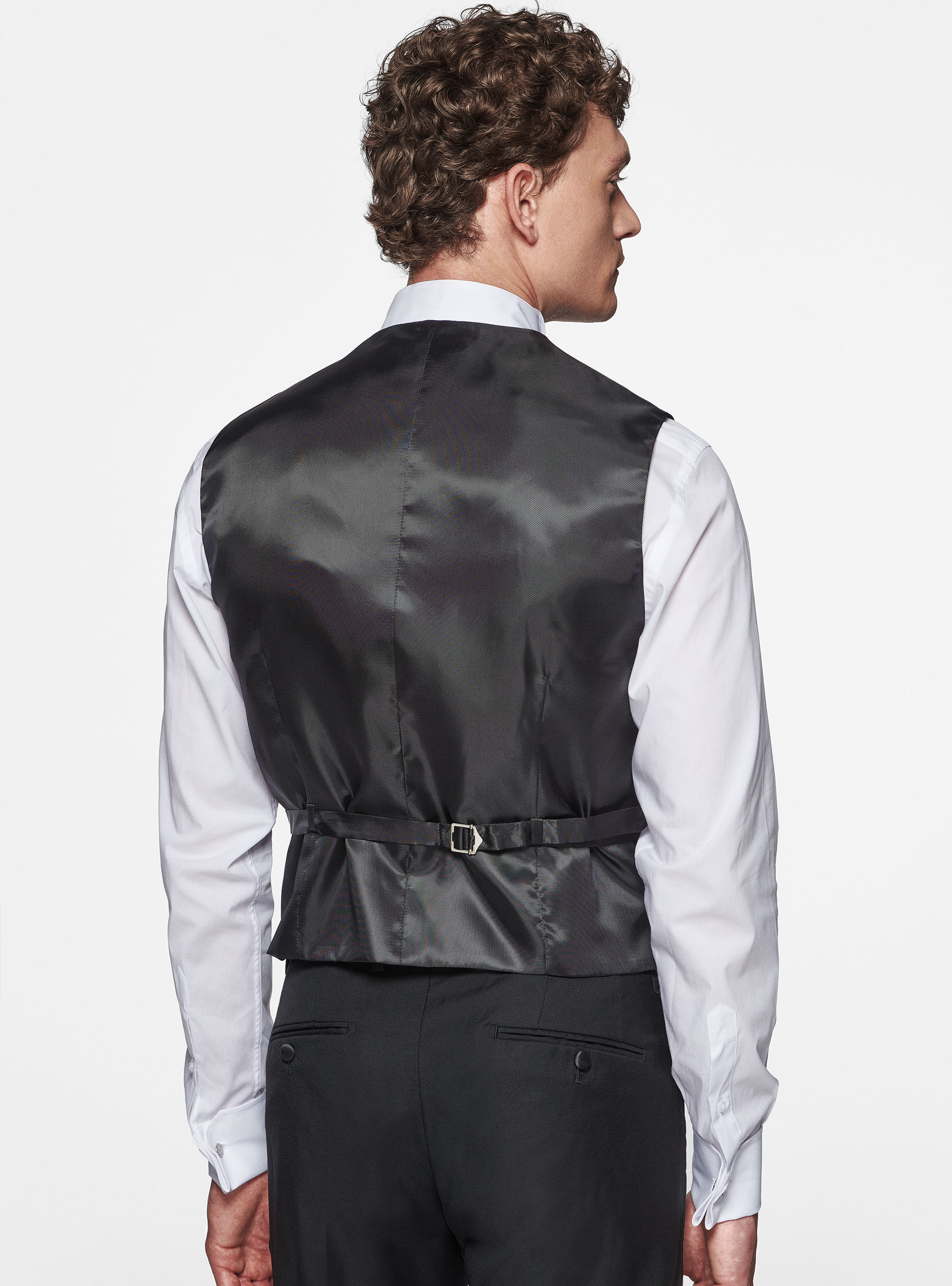 Chaleco smoking de raso, NEGRO