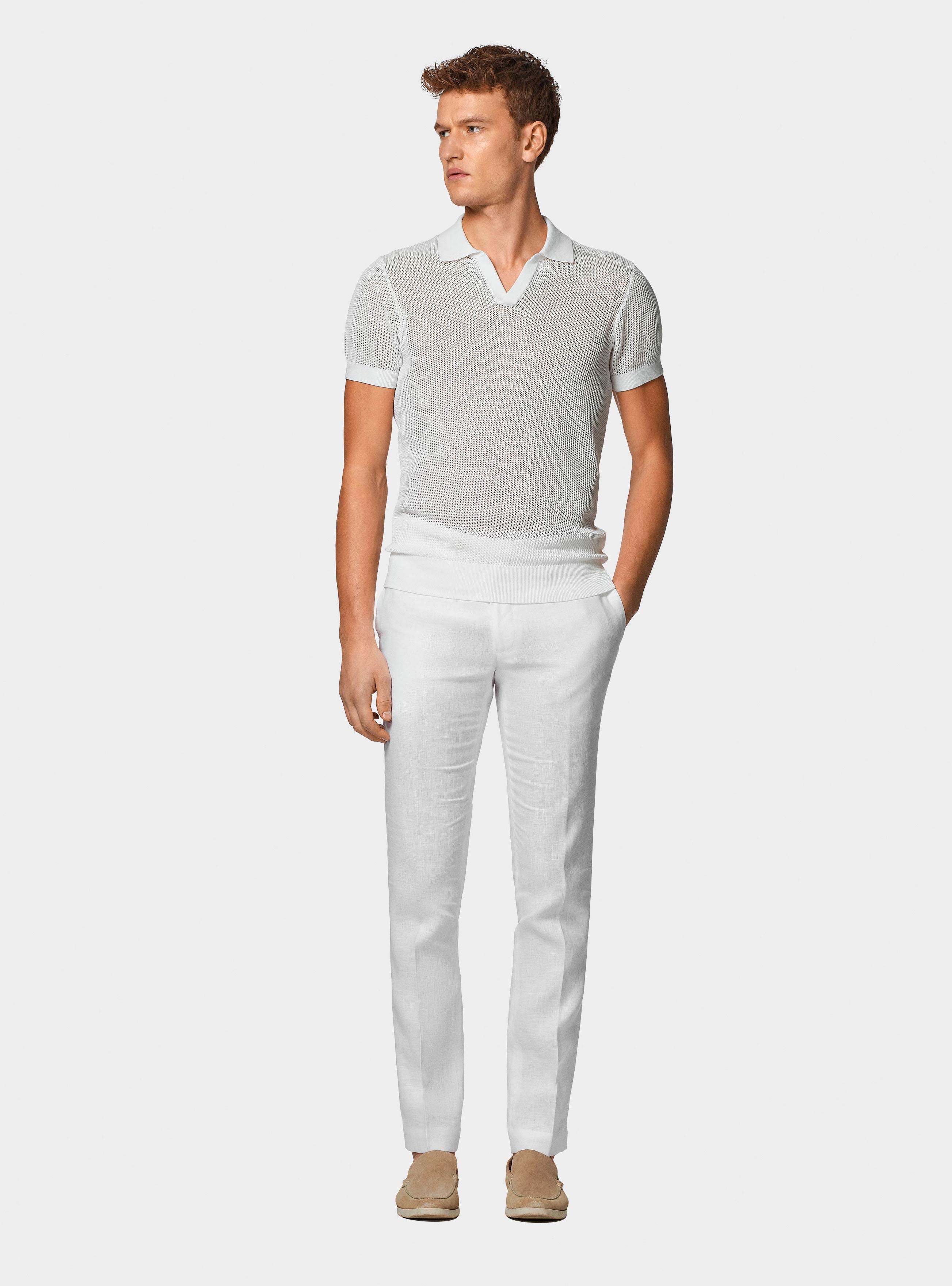 Geh&auml;keltes Poloshirt, BIANCO 0099C