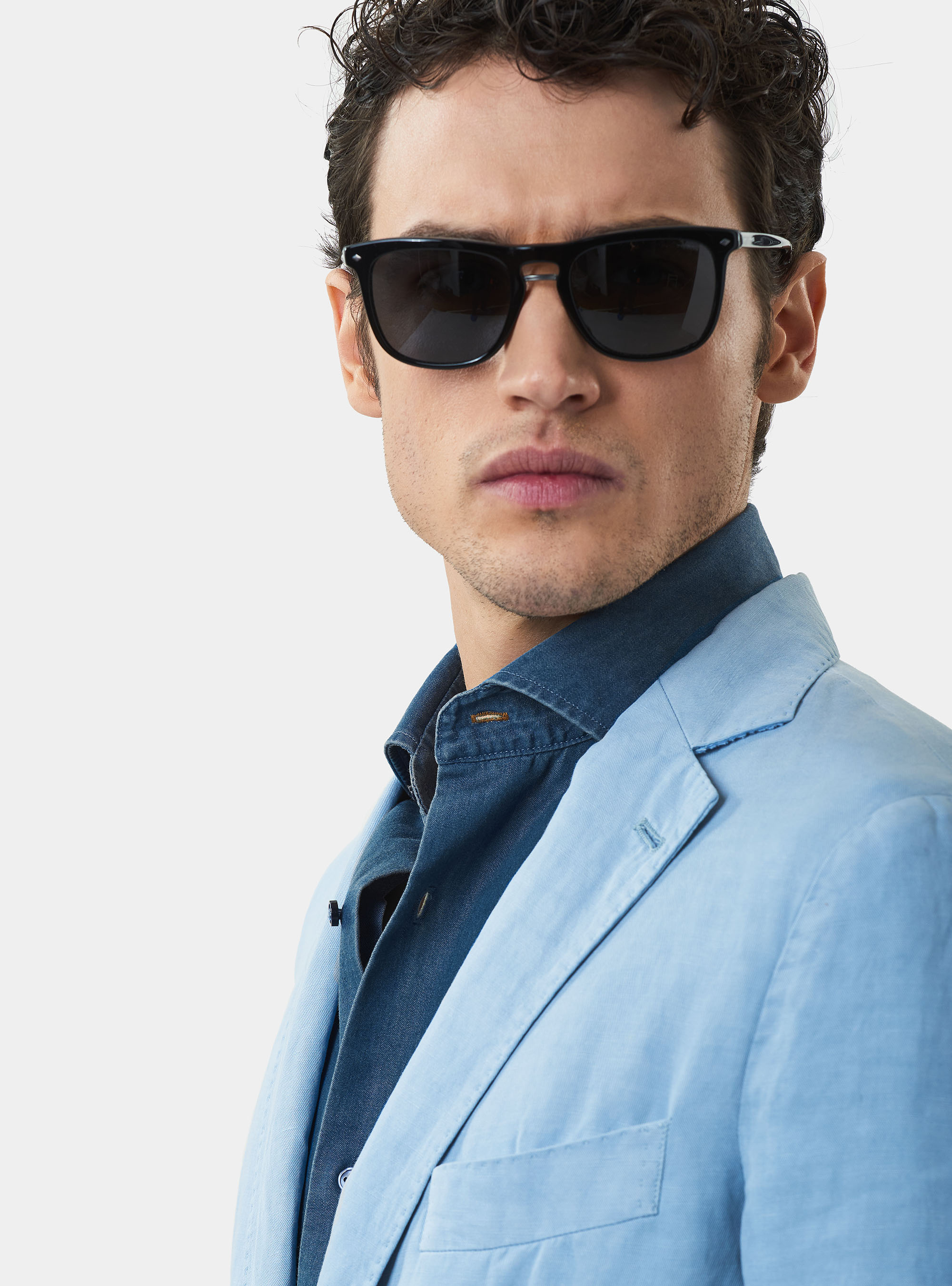 Veste en lin m&eacute;lang&eacute;, BLEU CIEL