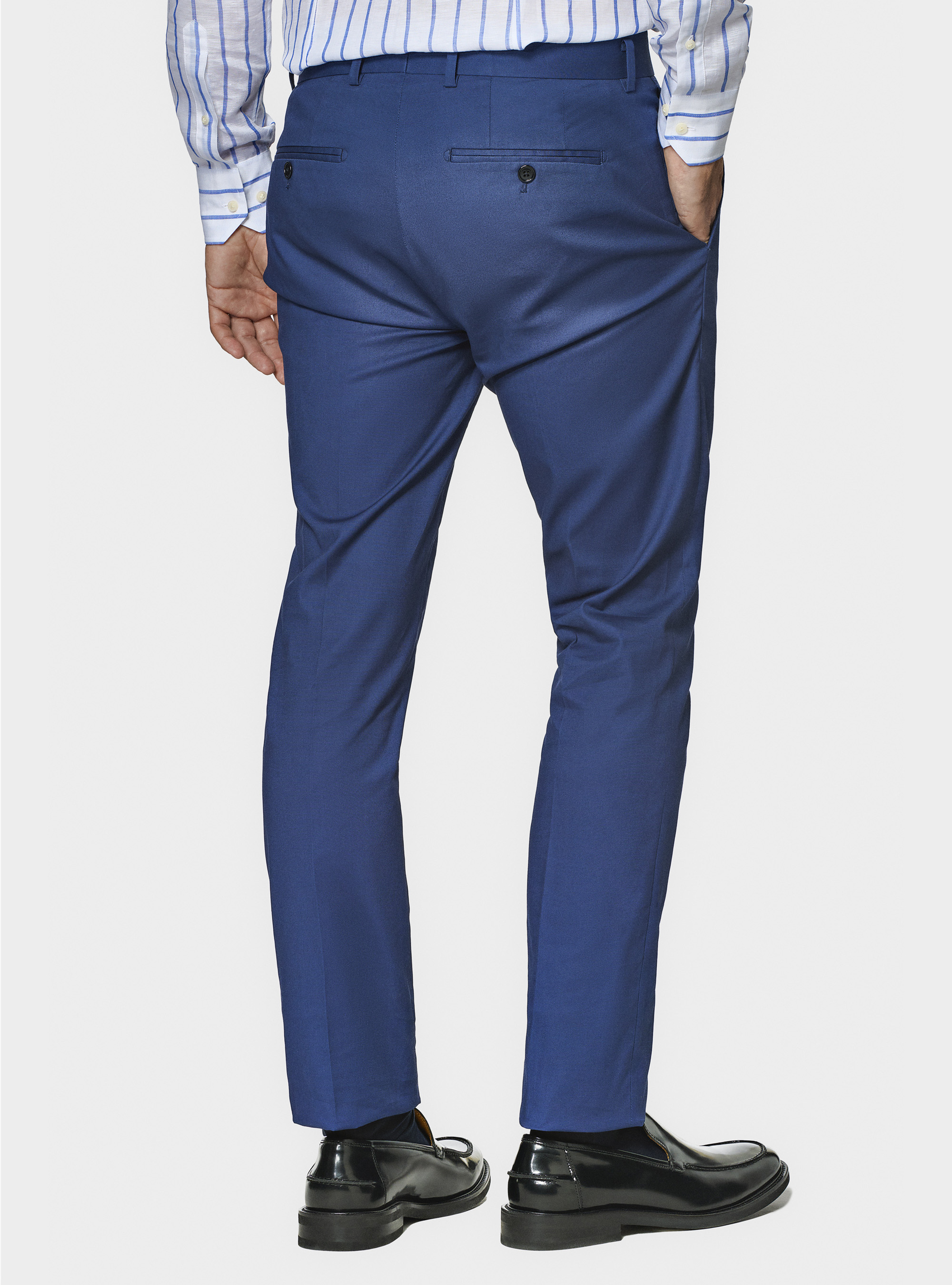 Pantal&oacute;n de traje de algod&oacute;n, AZUL MEDIO