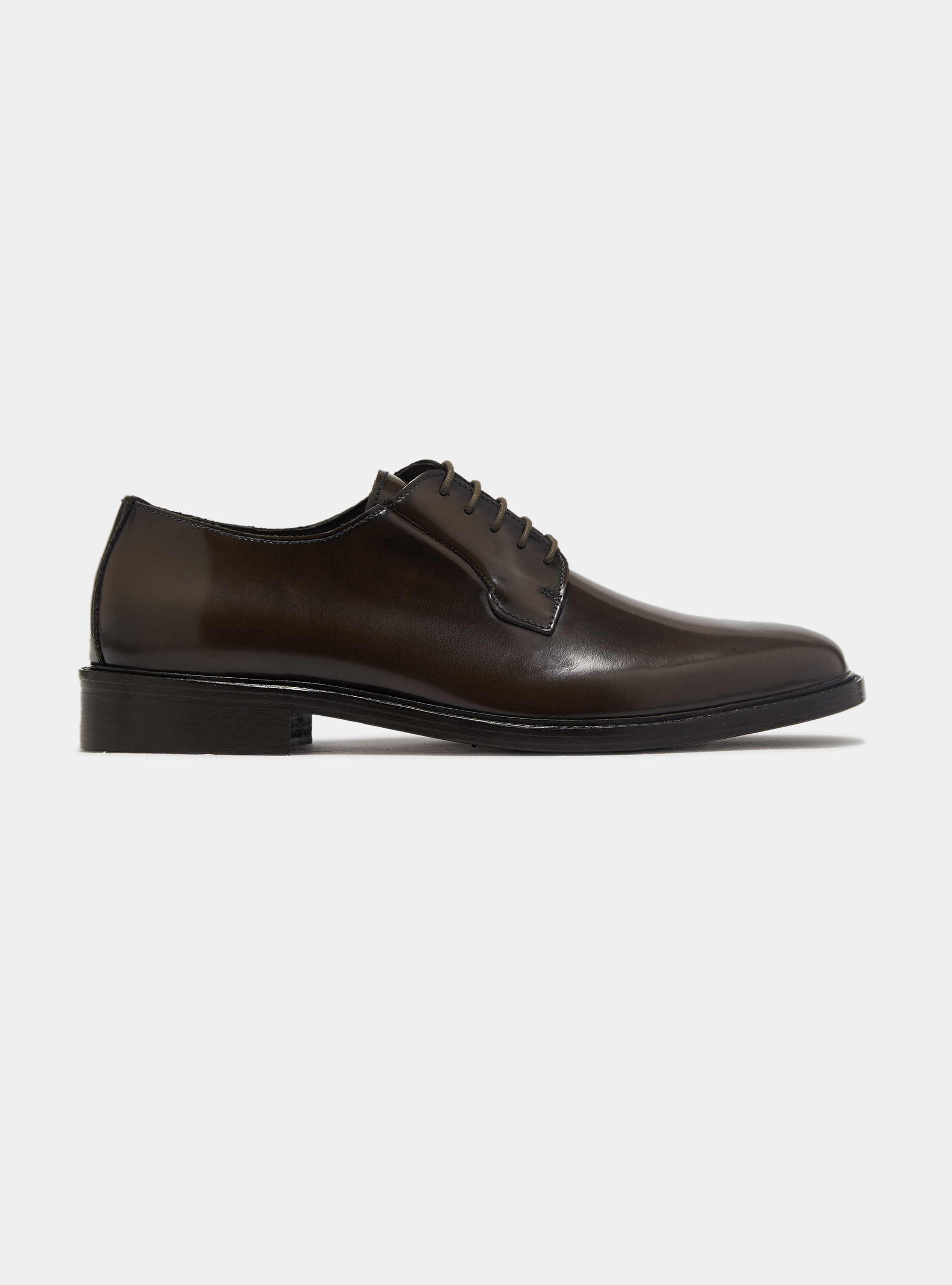 Derby en cuir abras&eacute;, MARRON FONC&Atilde;