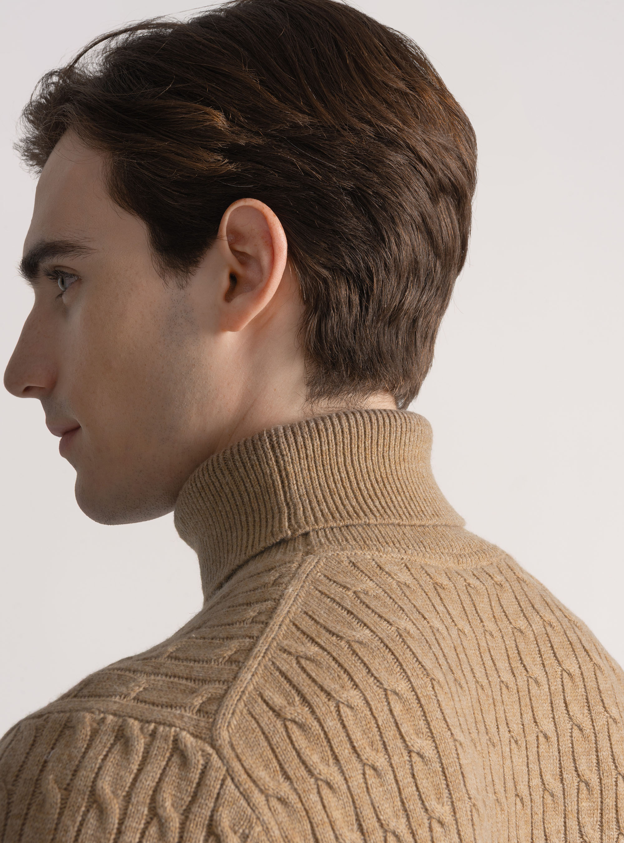 Wool-blend turtleneck sweater with braid, CAMMELLO 0570C