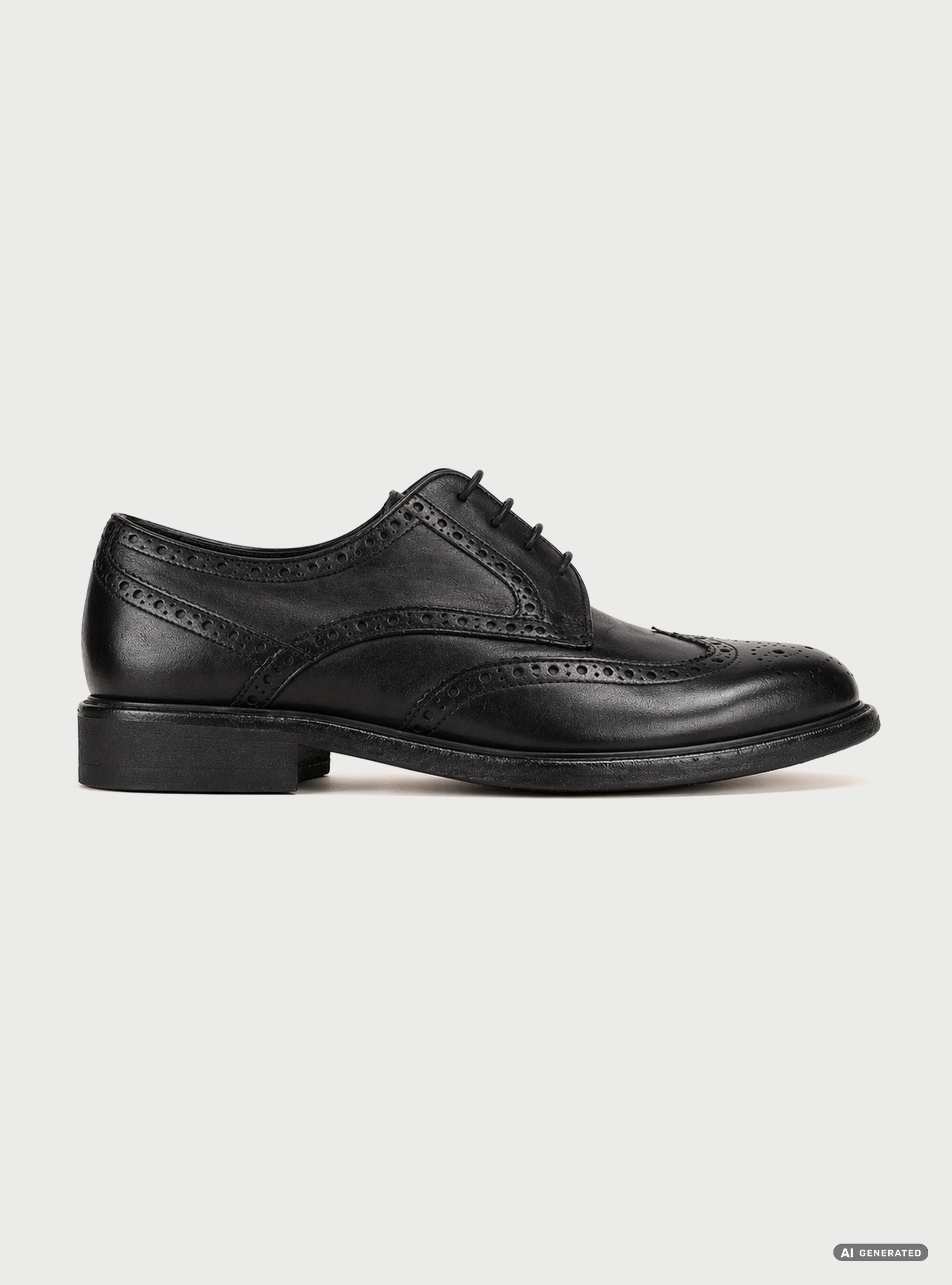 Textured Leather Lace-Up Derby Shoes, BLACK