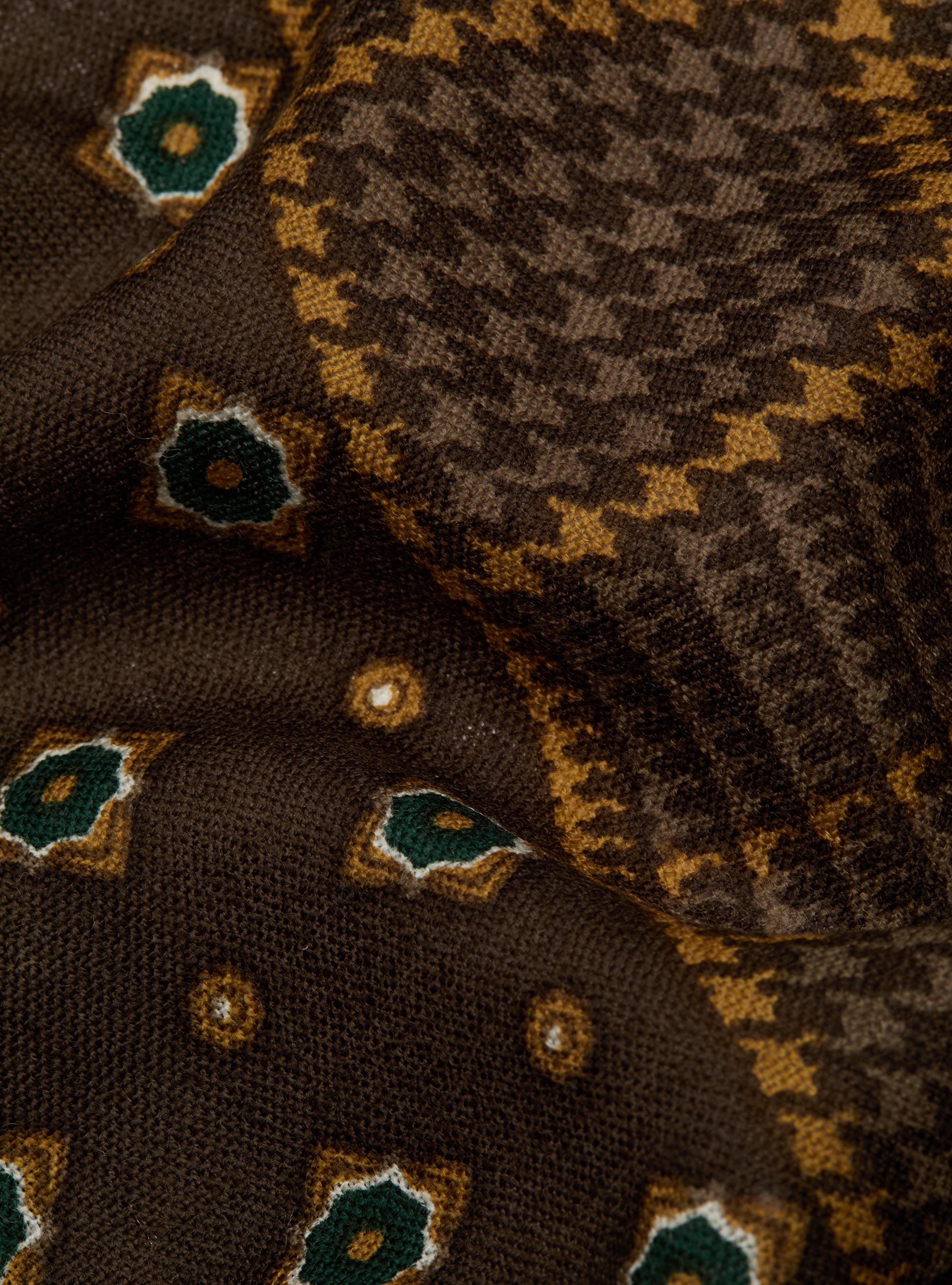 Patterned wool scarf, BROWN