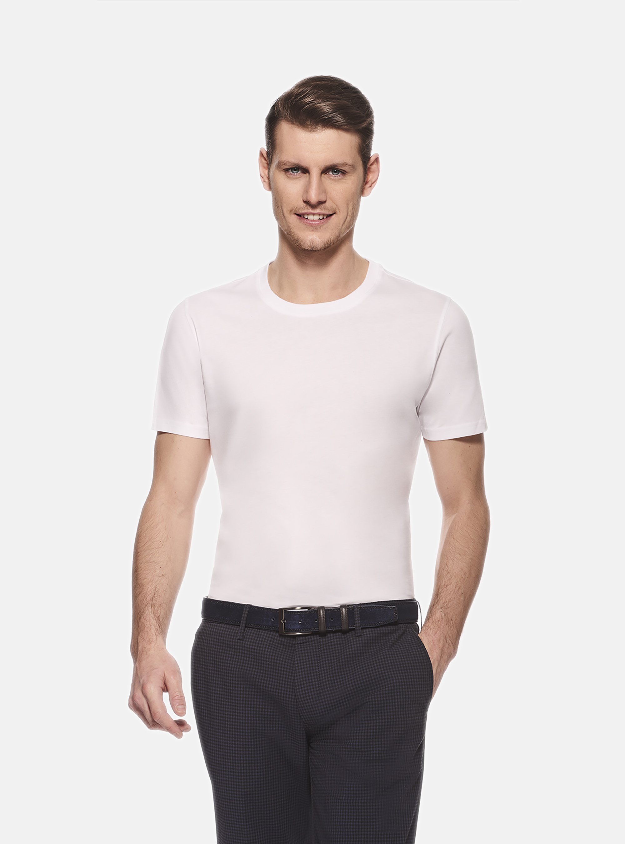 Camiseta de media manga de algod&oacute;n, BLANCO